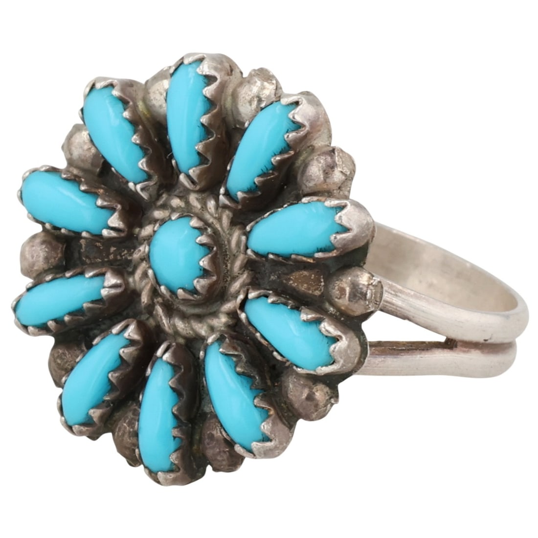 Vintage Navajo Sterling Turquoise Ring Sz 6.75: Vintage Navajo Sterling Turquoise Ring 4g Sz 6.75