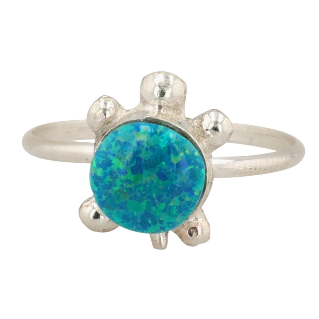 Sarah Bowannie Zuni Sterling Opal Turtle Ring Sz 5.5 (1 of 6)