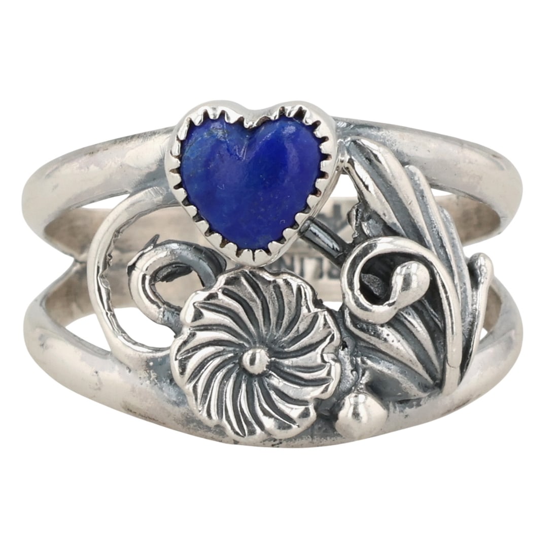 Virginia Sandoval Navajo Sterling Lapis Heart Ring Sz 7.25 (1 of 7)