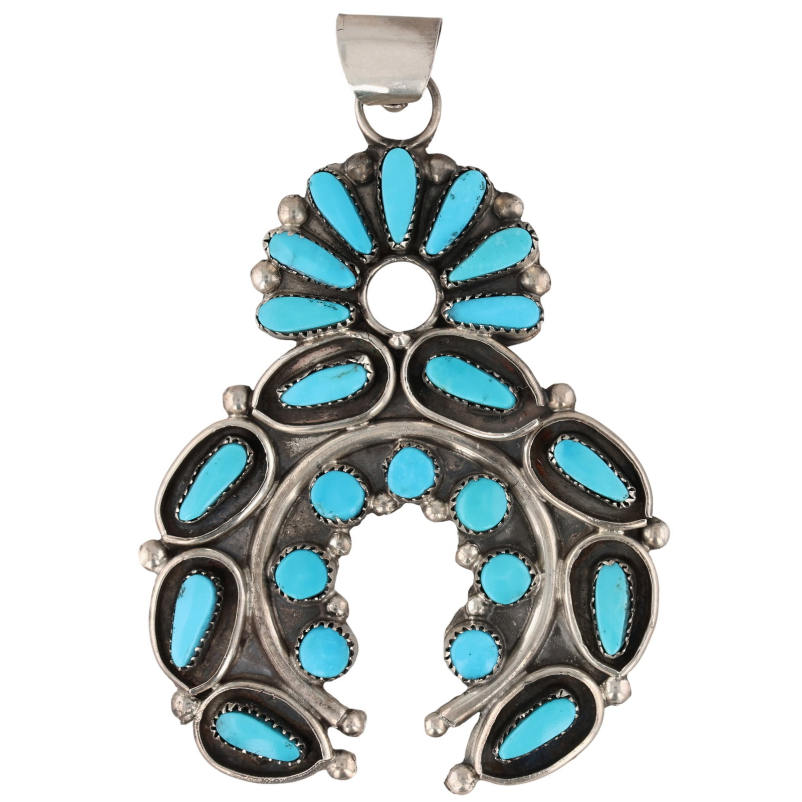 Viola Bobelu Zuni Sterling Turquoise Naja Pendant (1 of 5)