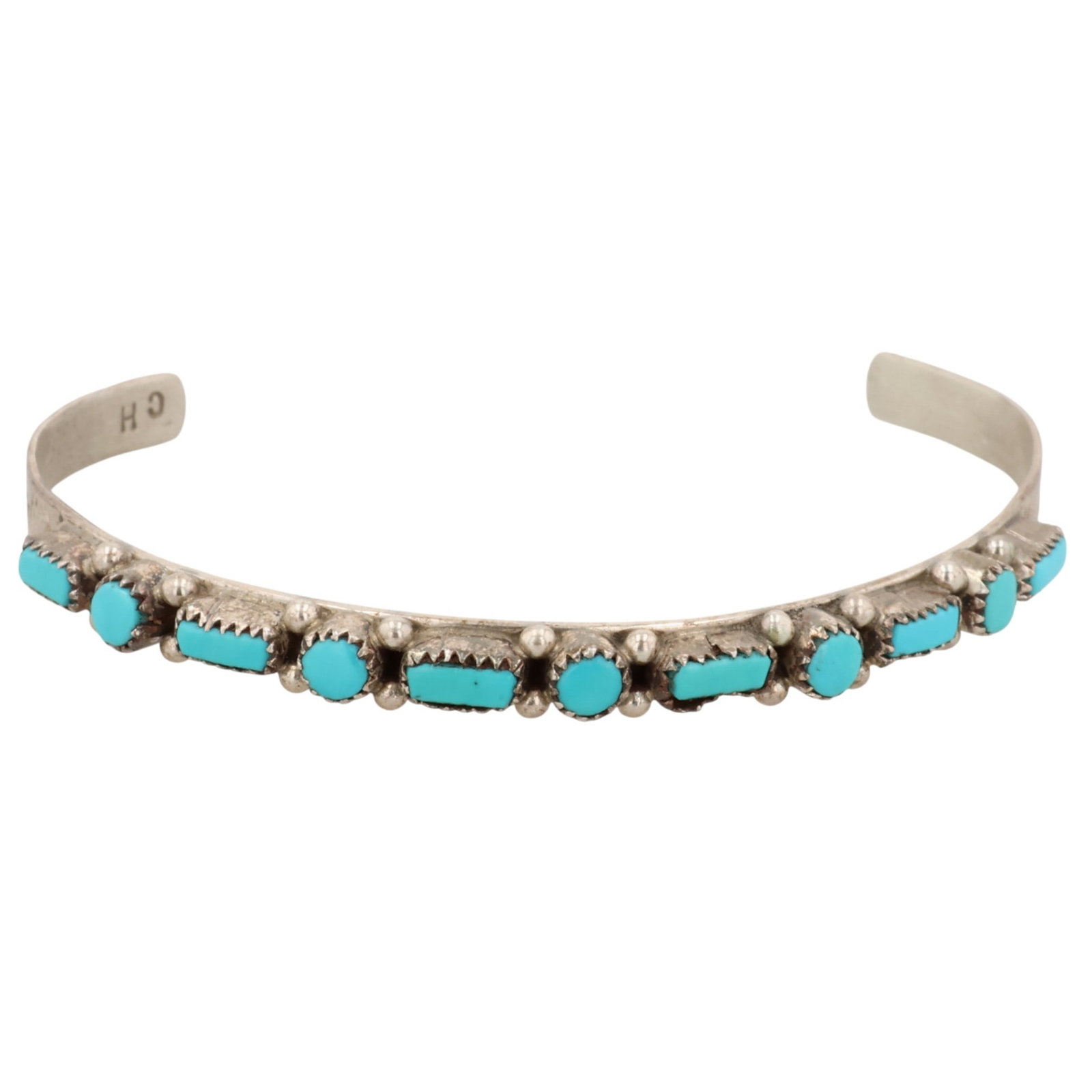 Signed Navajo Sterling Turquoise Cuff Bracelet (1 of 7)