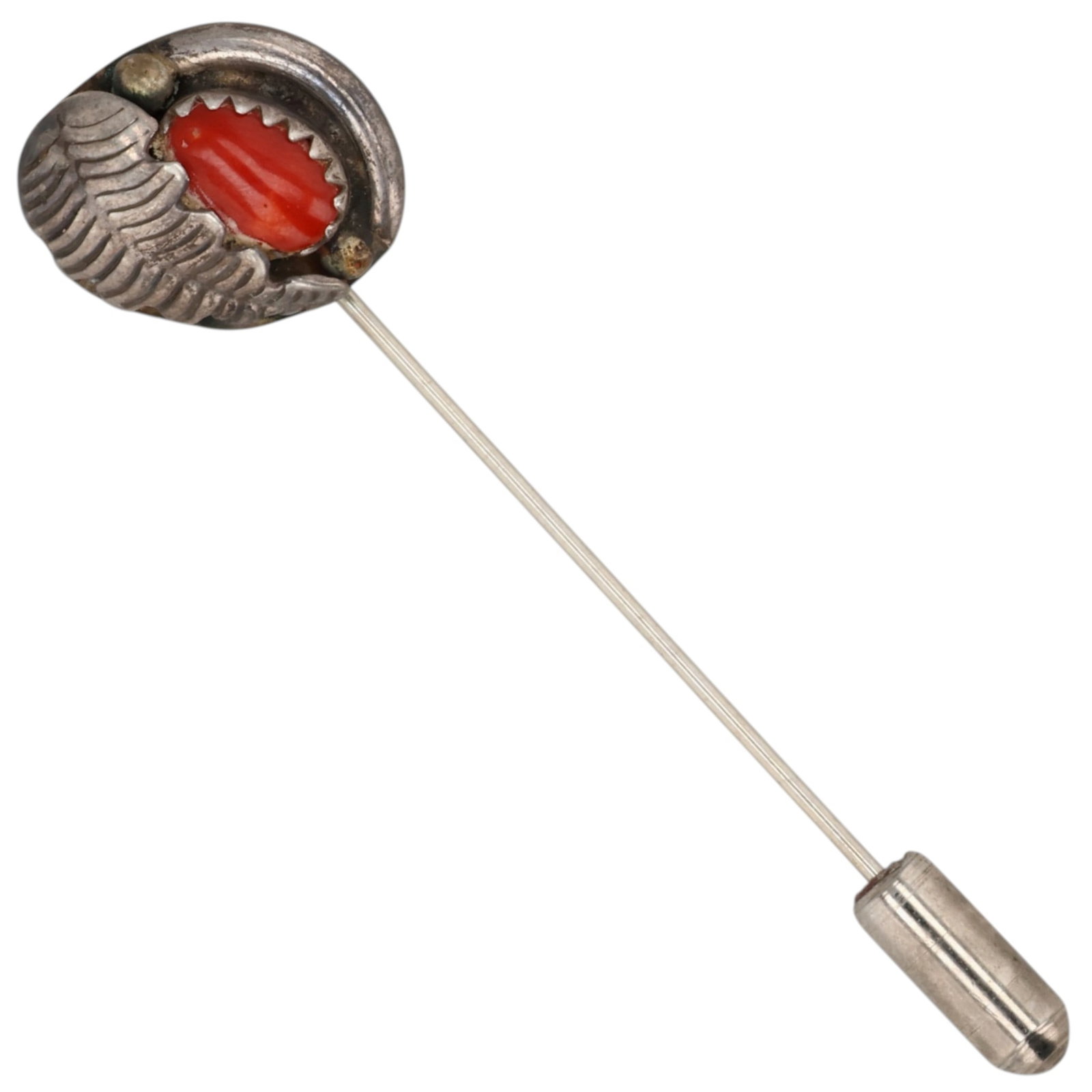 Navajo Sterling Coral Stick Pin (1 of 3)