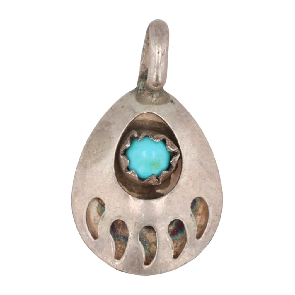 Navajo Sterling Turquoise Paw Pendant (1 of 3)