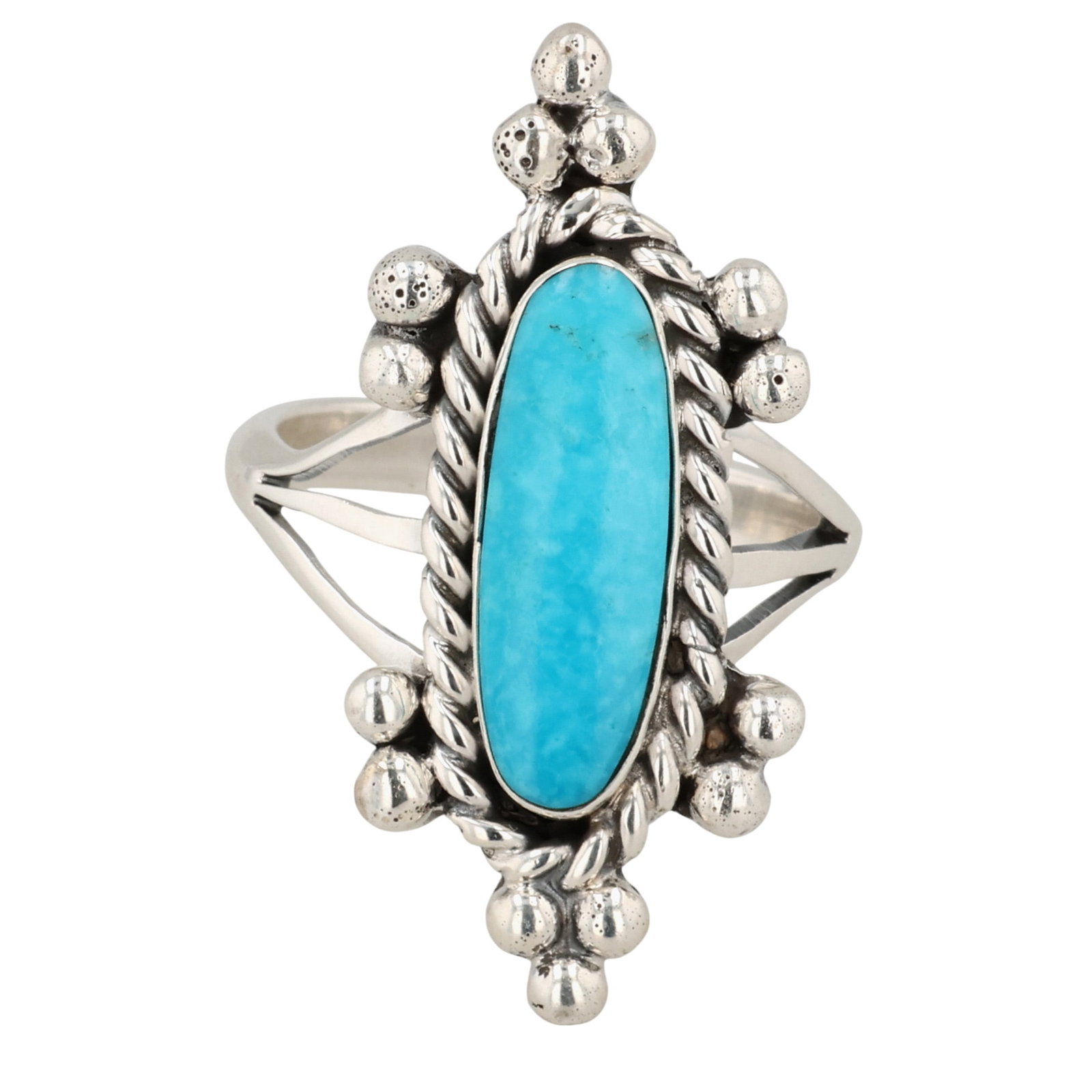 Arlene Lewis Navajo Sterling Kingman Turquoise Ring Sz 8 (1 of 7)