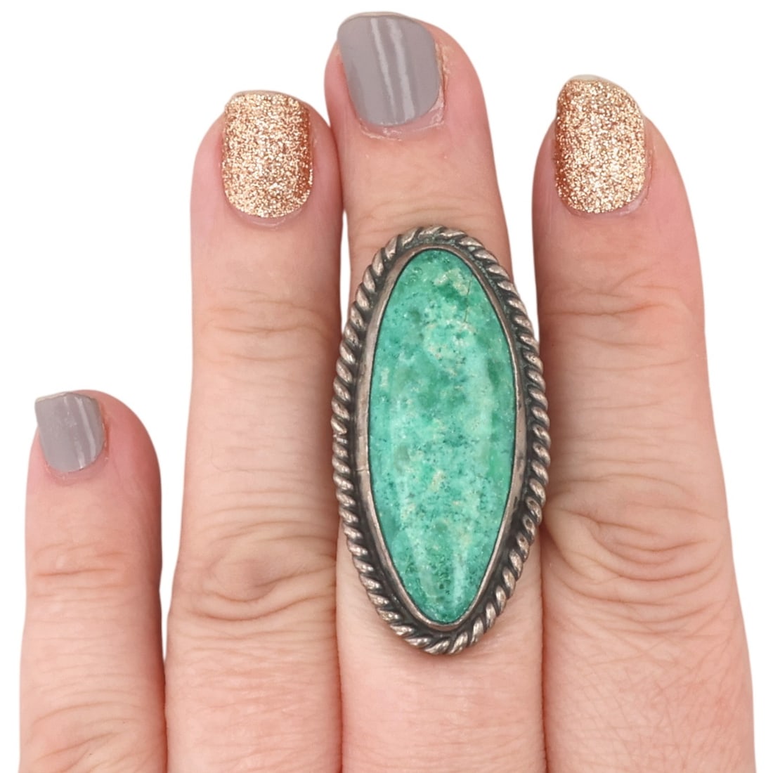 Navajo Sterling Turquoise Ring Sz 7.25 (1 of 6)