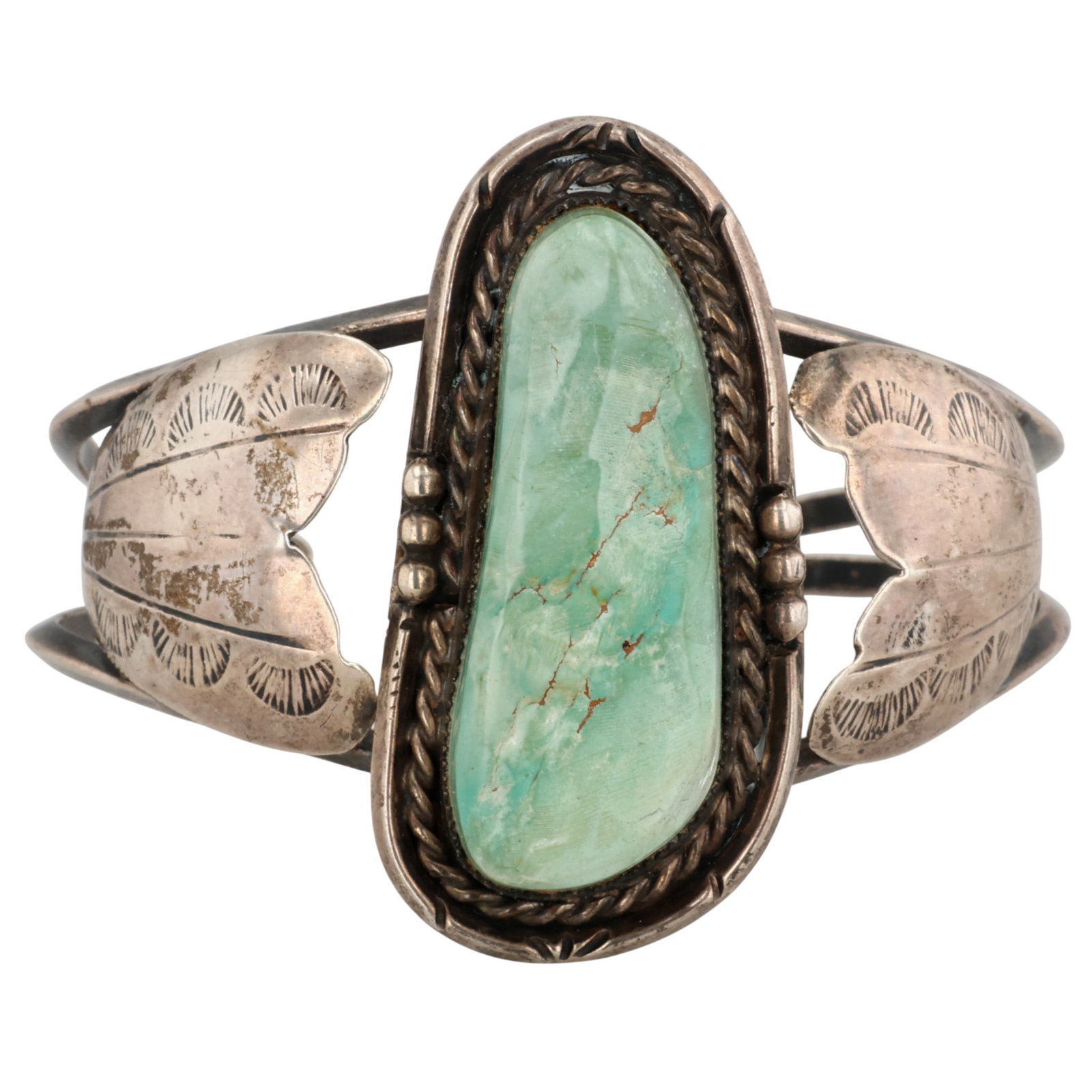 Vintage Navajo Sterling Turquoise Cuff Bracelet: Vintage Navajo Sterling Turquoise Cuff Bracelet 30g