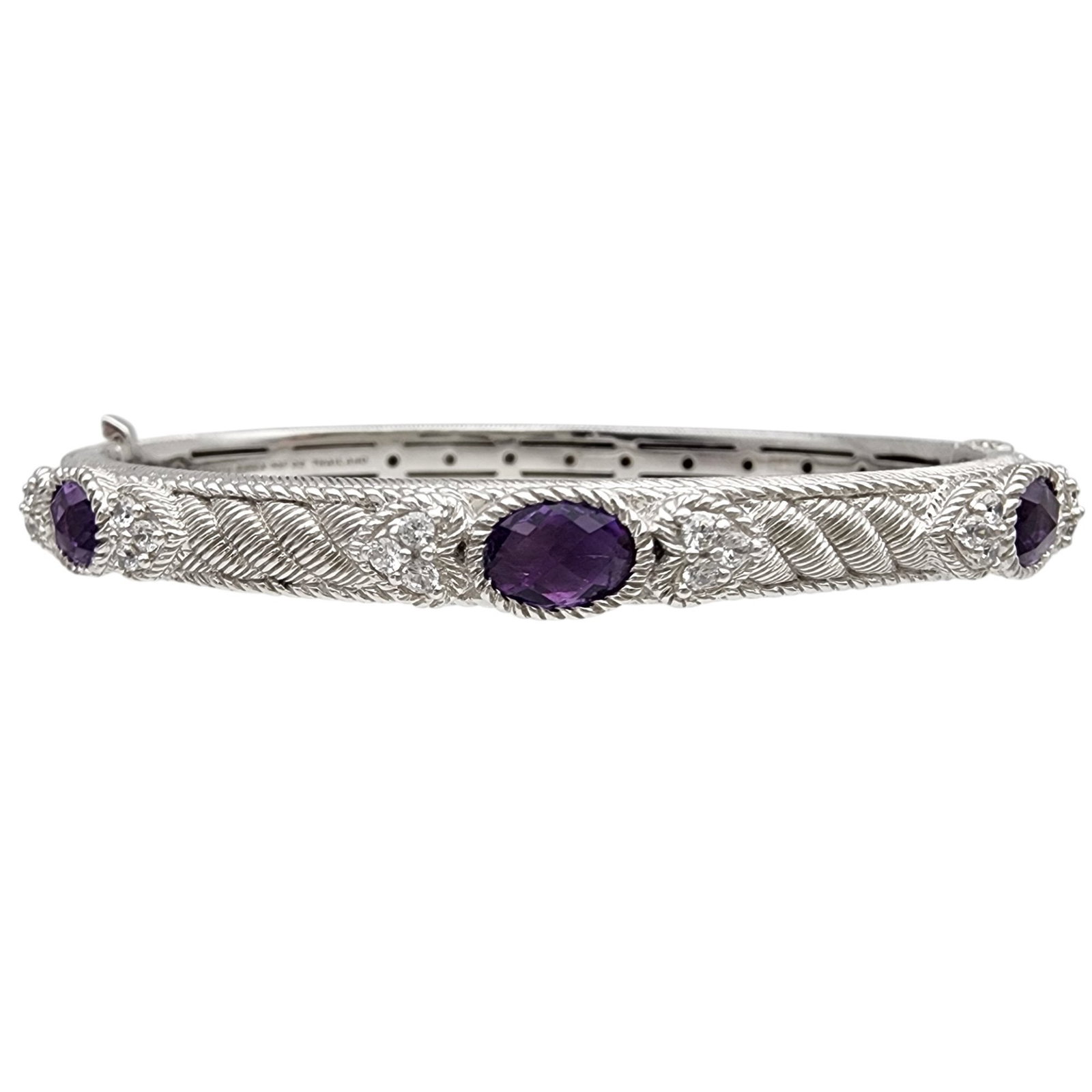 Judith Ripka Sterling Amethyst Hinge Bangle Bracelet (1 of 8)