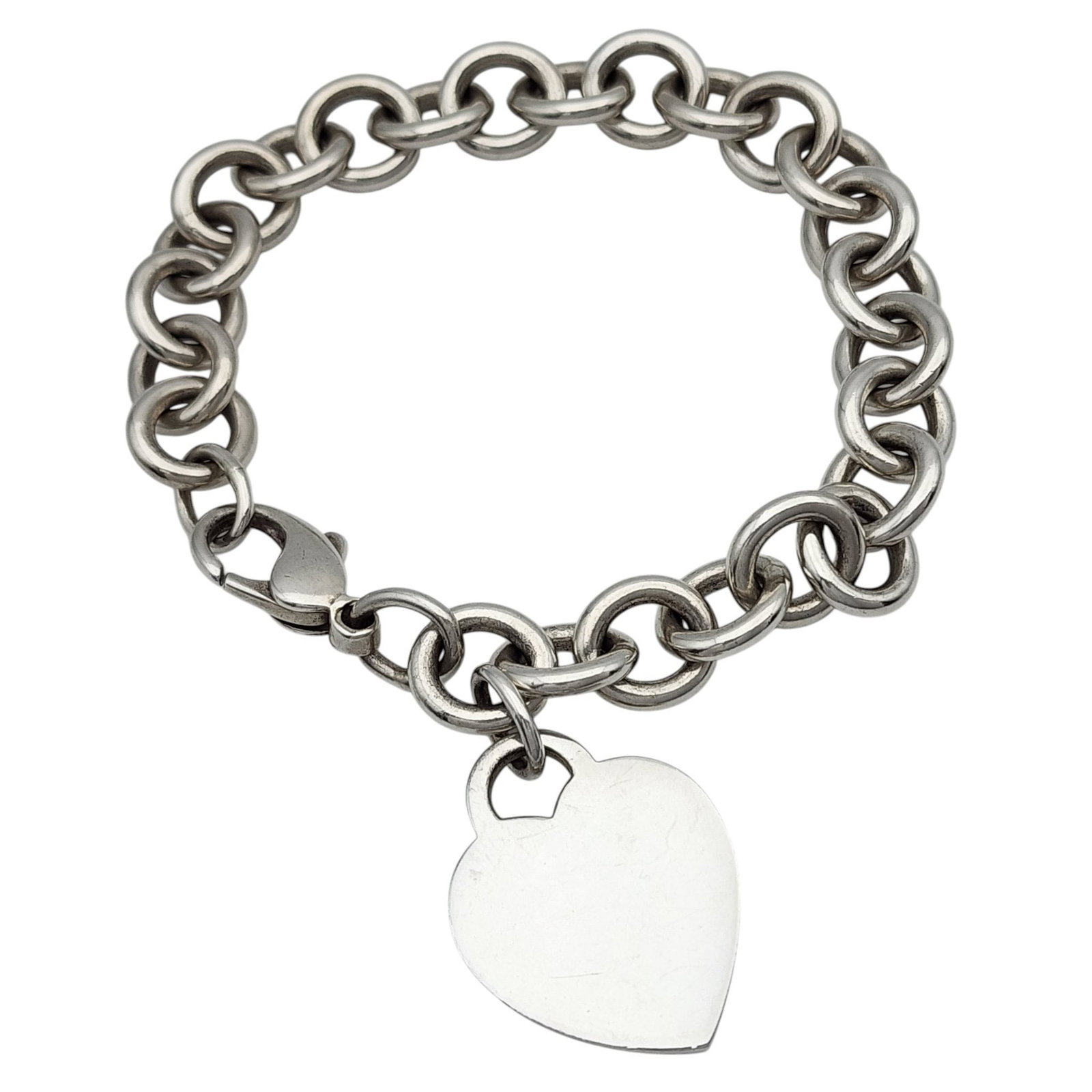 Tiffany & Co. Sterling Heart Charm Chain Link Bracelet (1 of 6)