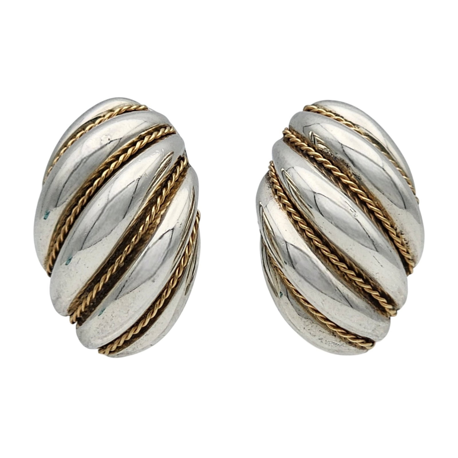 Tiffany & Co. Sterling & 14K Gold Braided Dome Earrings (1 of 8)