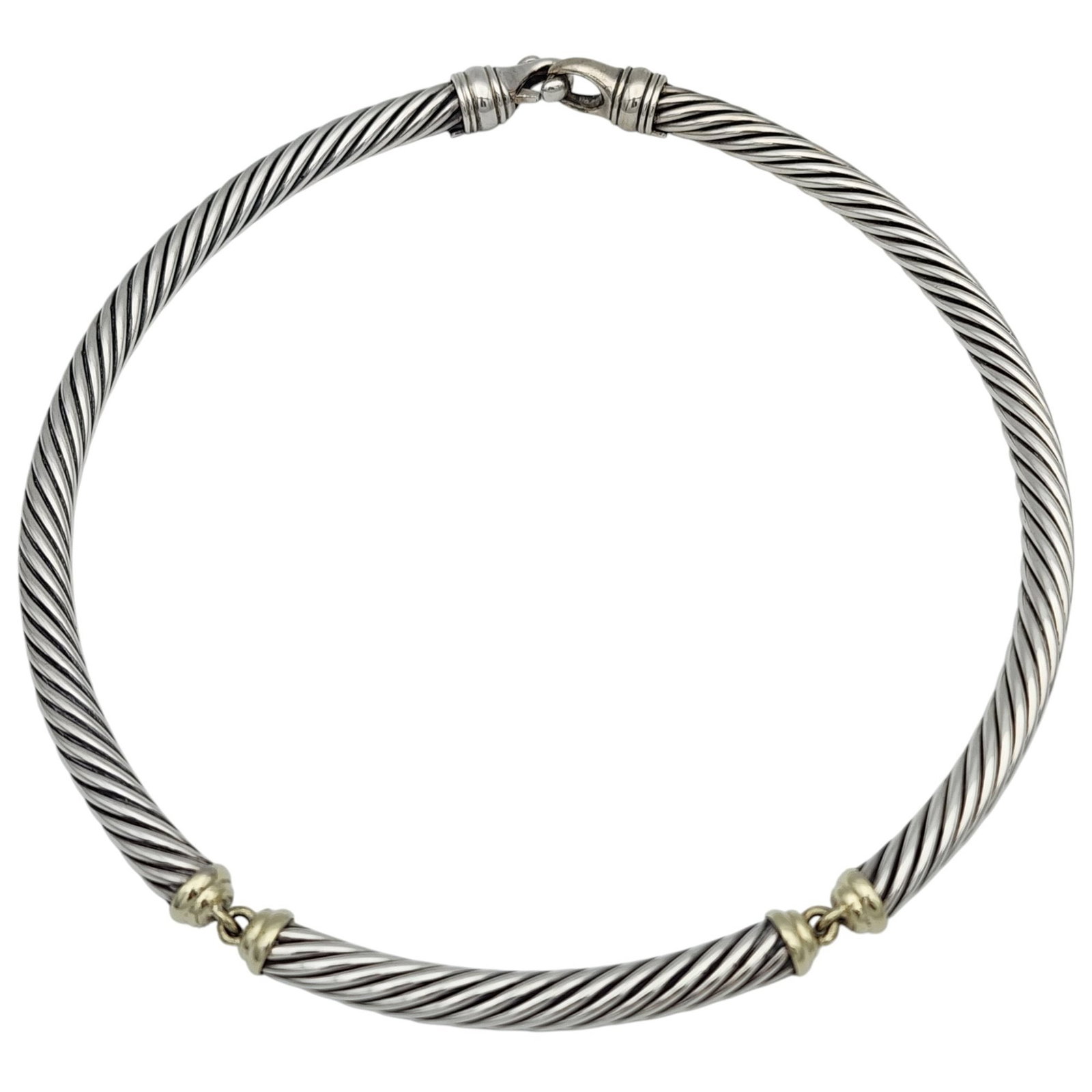 David Yurman 14k Gold & Sterling Cable Collar Necklace (1 of 6)
