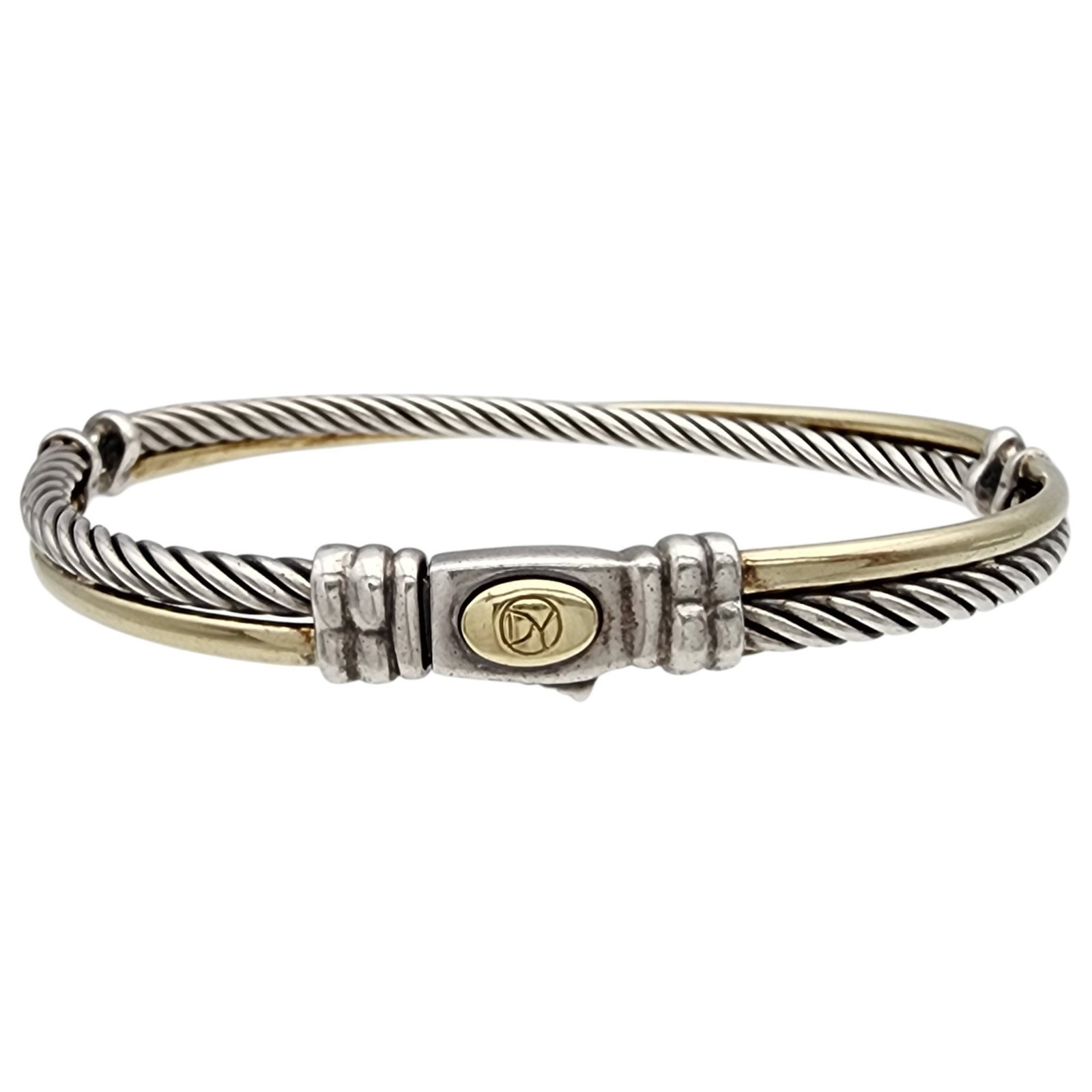 David Yurman Sterling & 18K Gold Crossover Cable Bracelet (1 of 7)