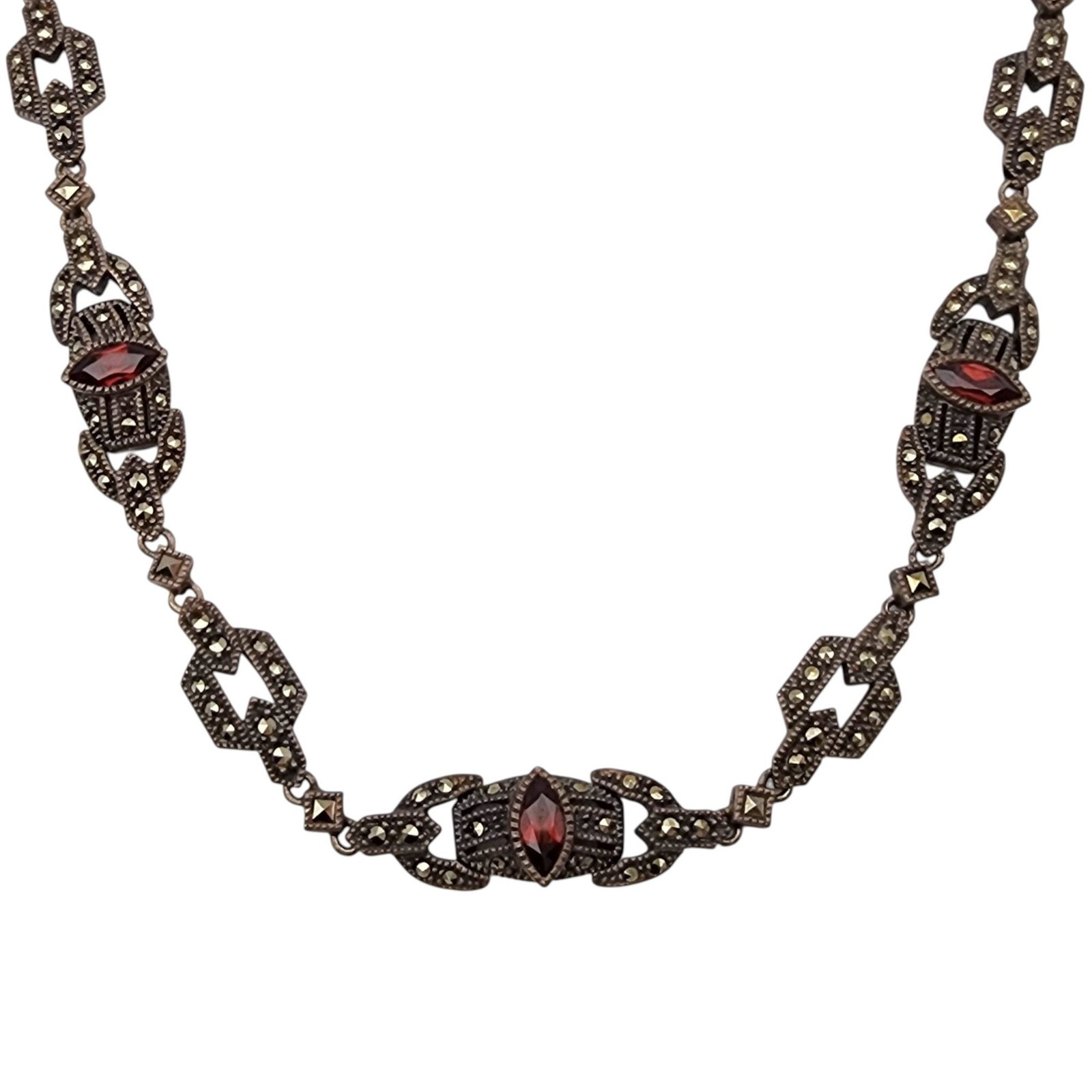 Vintage Judith Jack Sterling Garnet Marcasite Necklace (1 of 7)