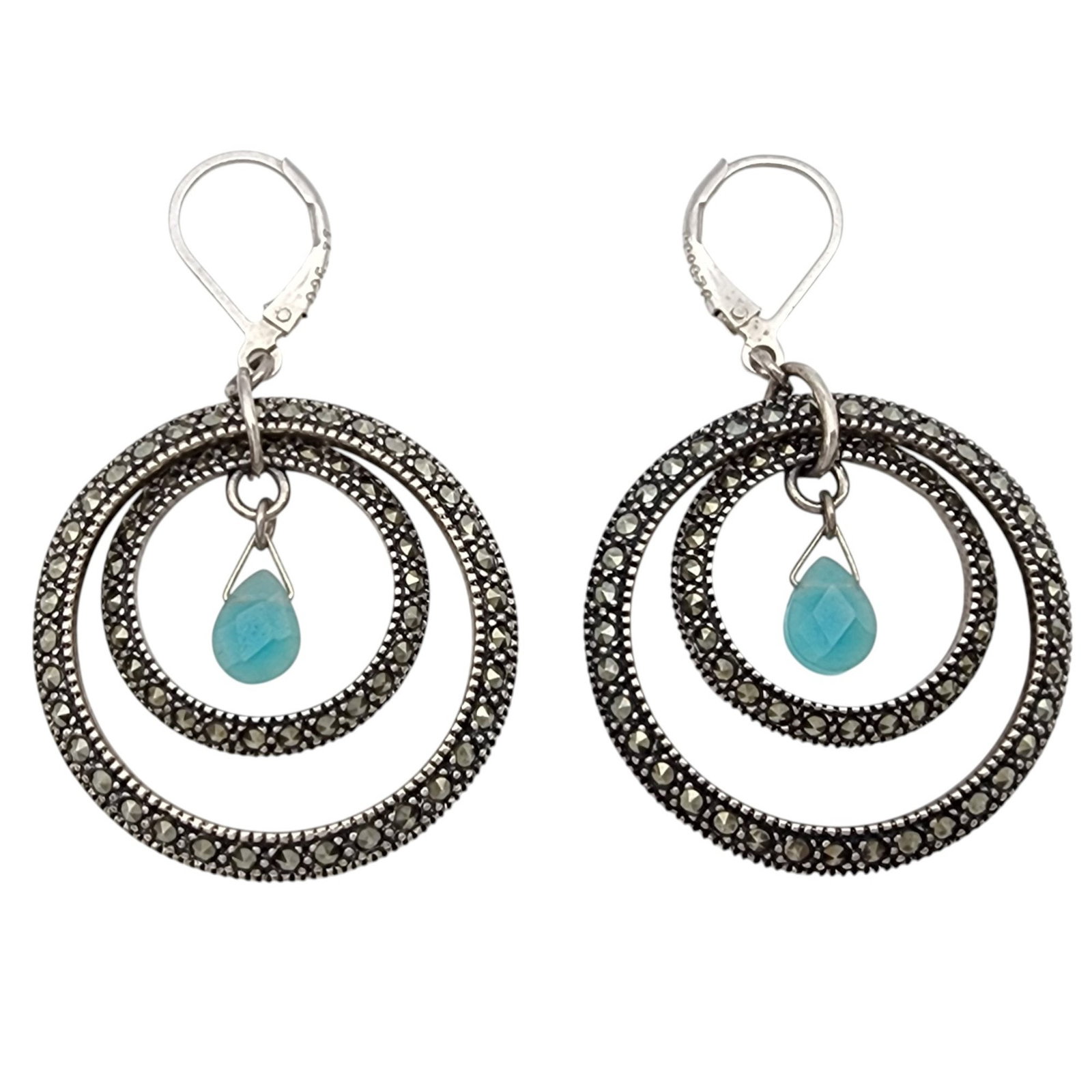 Judith Jack Sterling Marcasite Hoop Earrings (1 of 4)