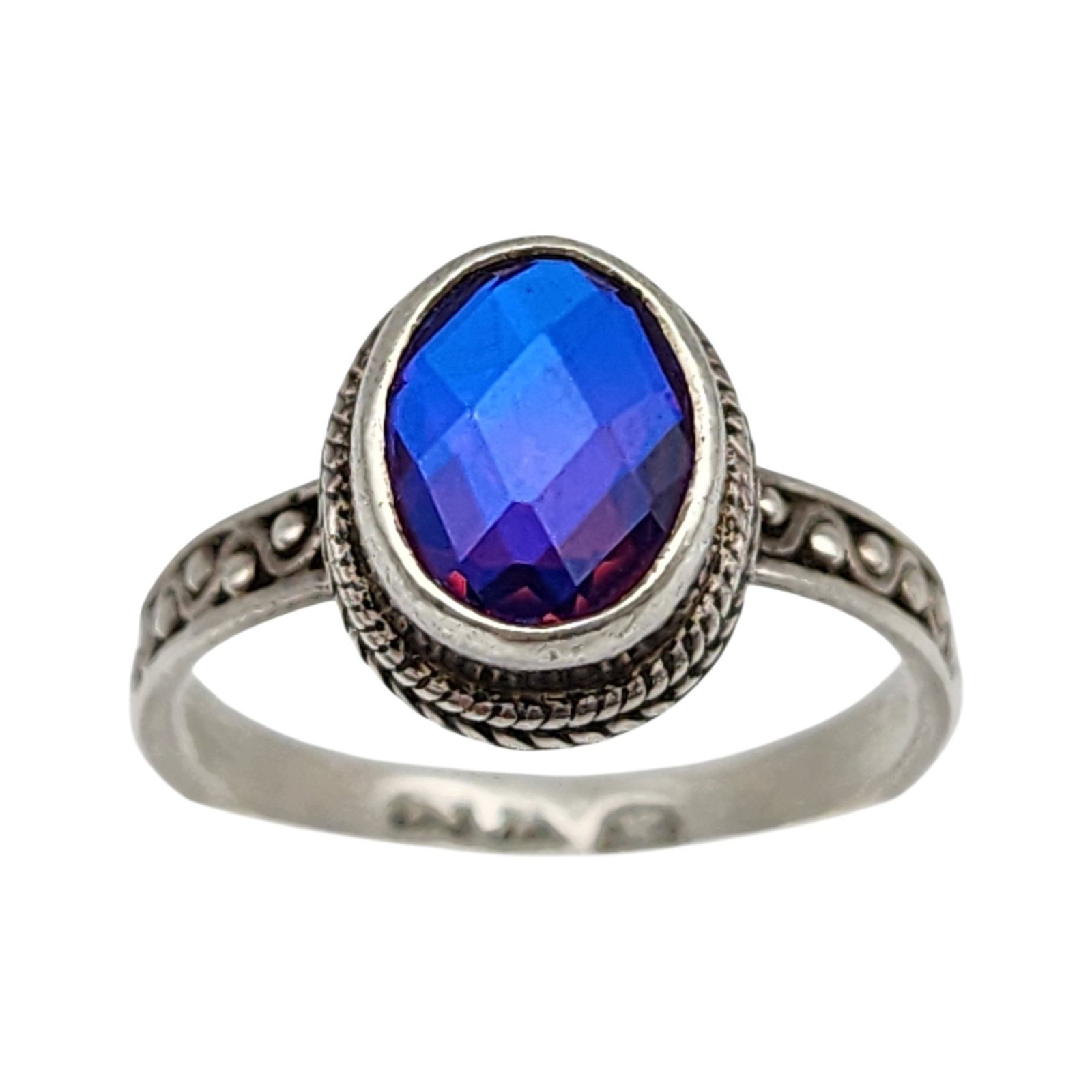 Sarda Sterling Mystic Quartz Ring Sz 8: Sarda Sterling Mystic Quartz/Tourmaline Ring Sz 8 - 3.5g
