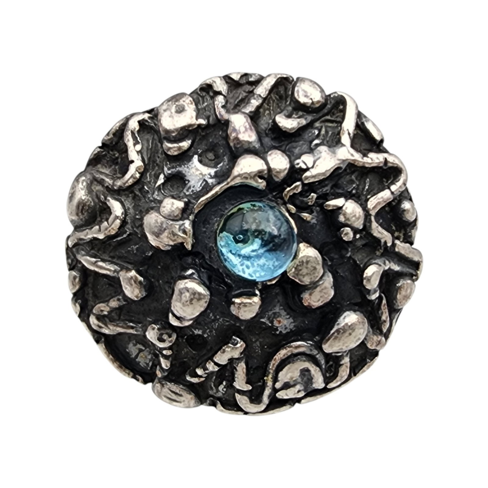 Sterling Topaz Brutalist Style Dome Ring Sz 8 - 10.7g (1 of 9)