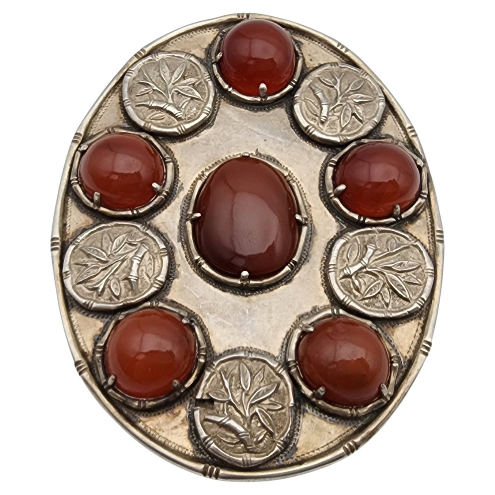 Huge Vintage Sterling Carnelian Brooch (1 of 8)