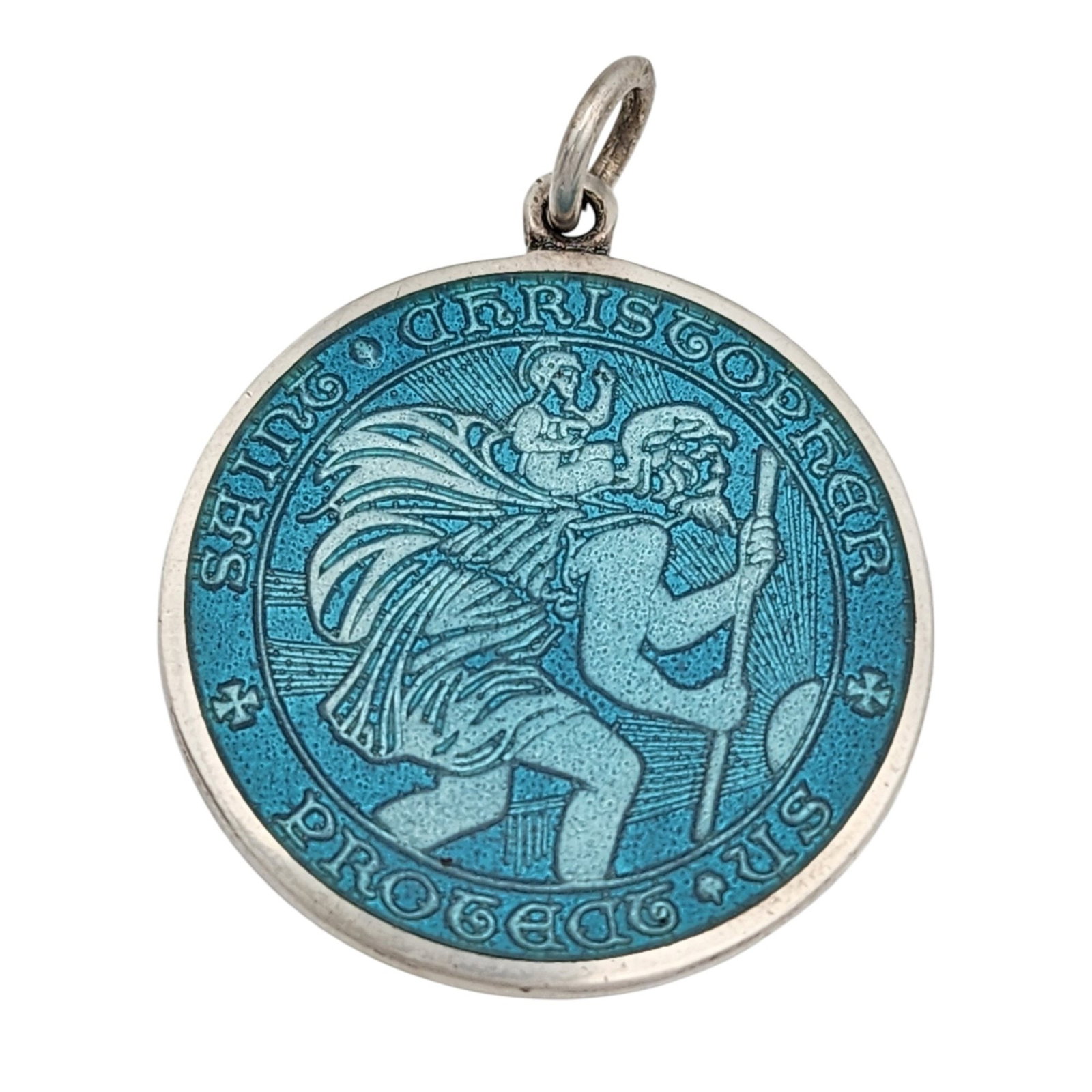 Charles Thomae Sterling Enamel St. Christopher Pendant (1 of 4)
