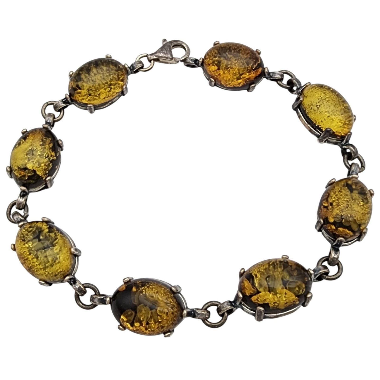 Vintage Sterling Amber Link Bracelet (1 of 6)