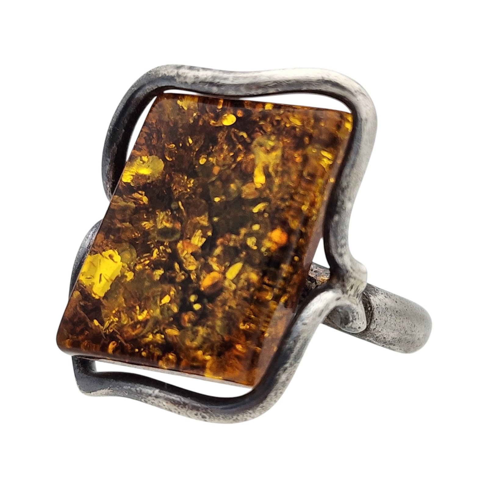Vintage Sterling Amber Ring Sz 7 (1 of 8)