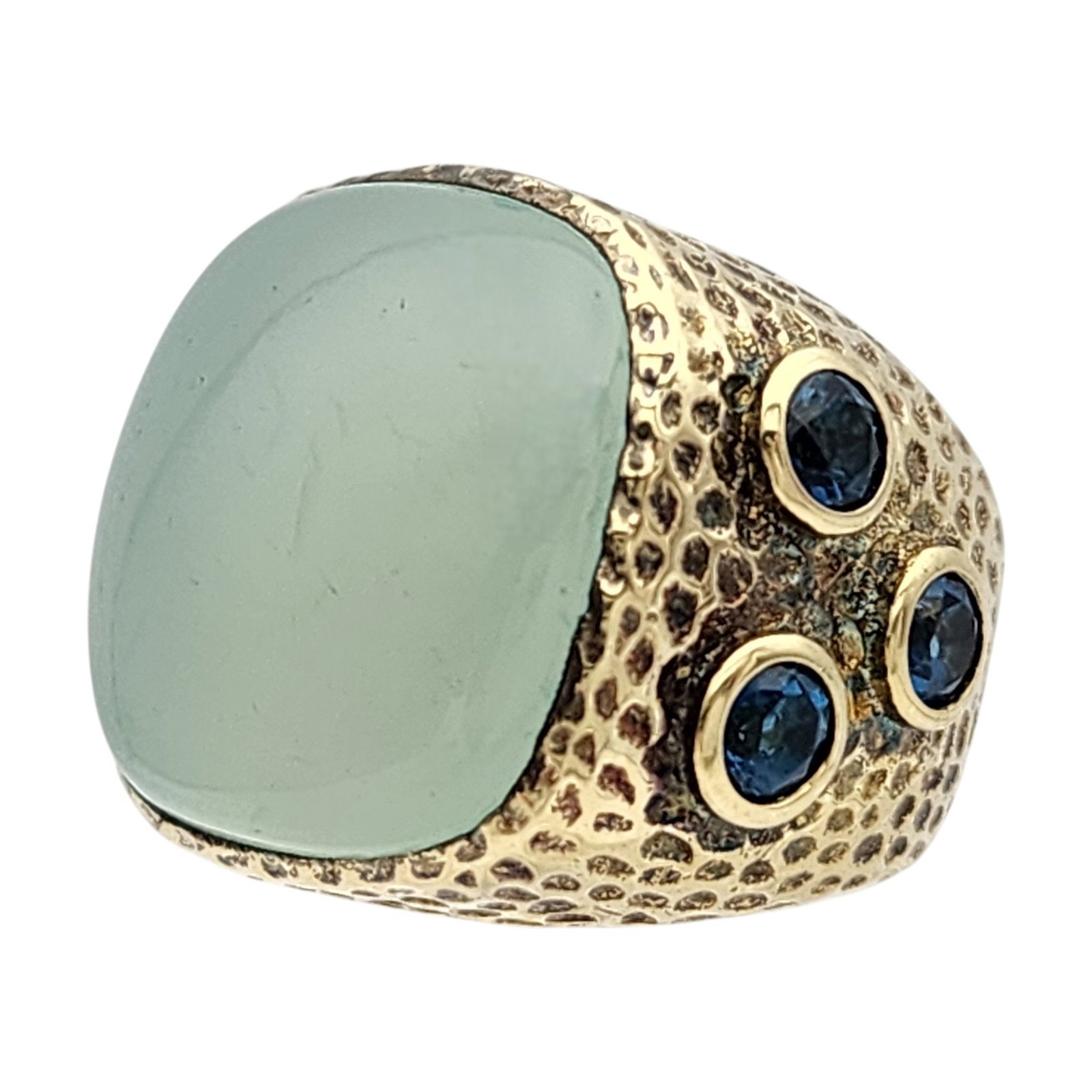 Signed RSZ Gold over Sterling Blue Chalcedony Topaz Ring Sz 6 (1 of 9)