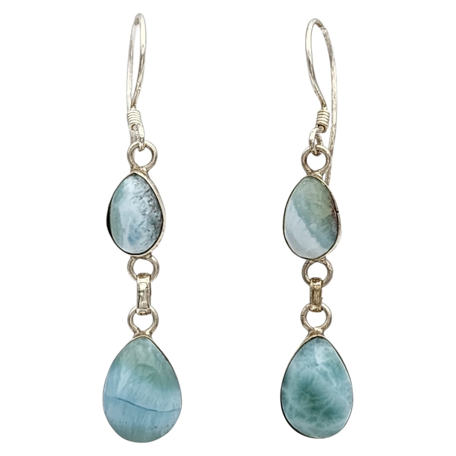 Sterling Larimar Dangle Earrings: Sterling Larimar Dangle Earrings 4.8g