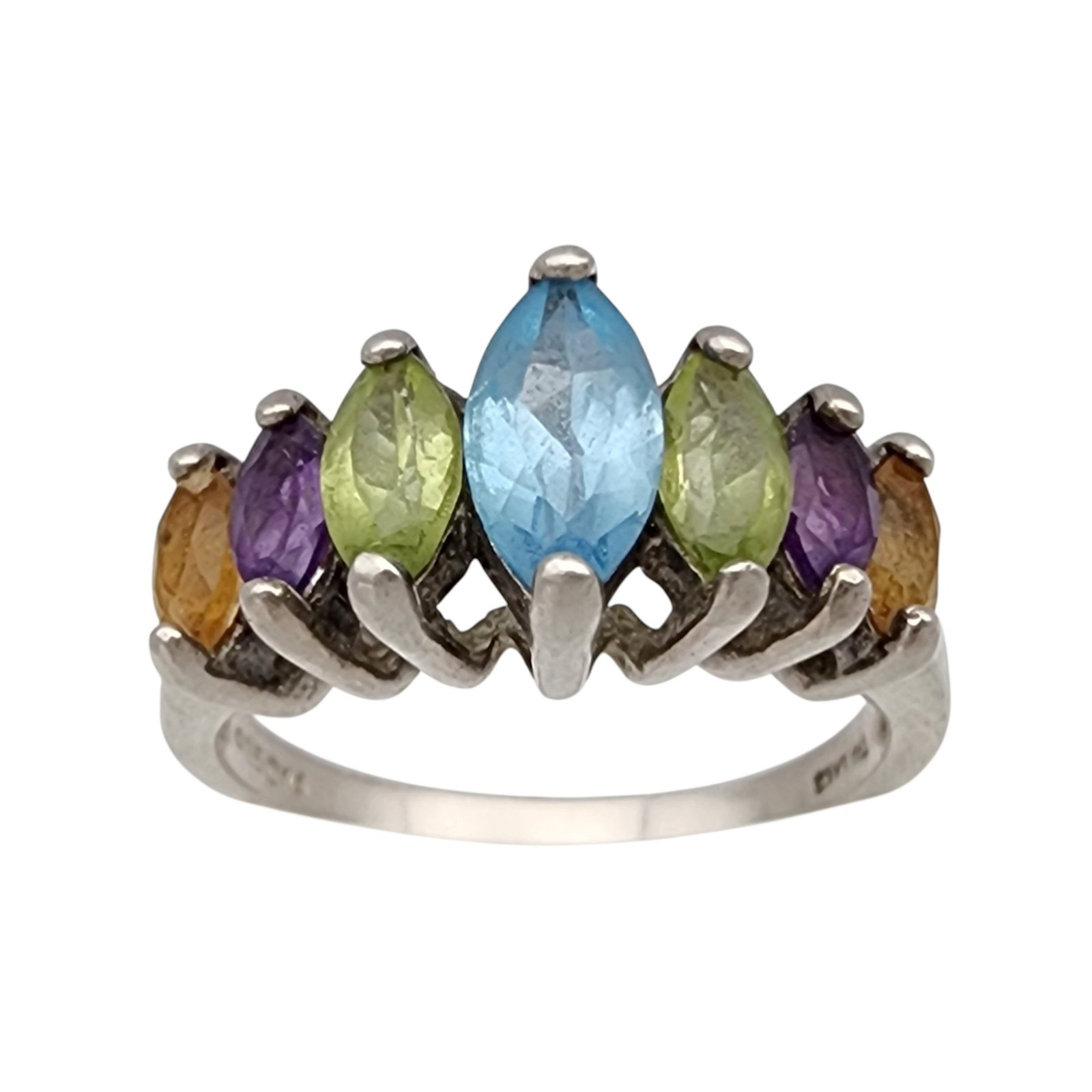 Sterling Multi Stone Ring Sz 6: Sterling Multi Stone Ring Sz 6 - 3.2g
