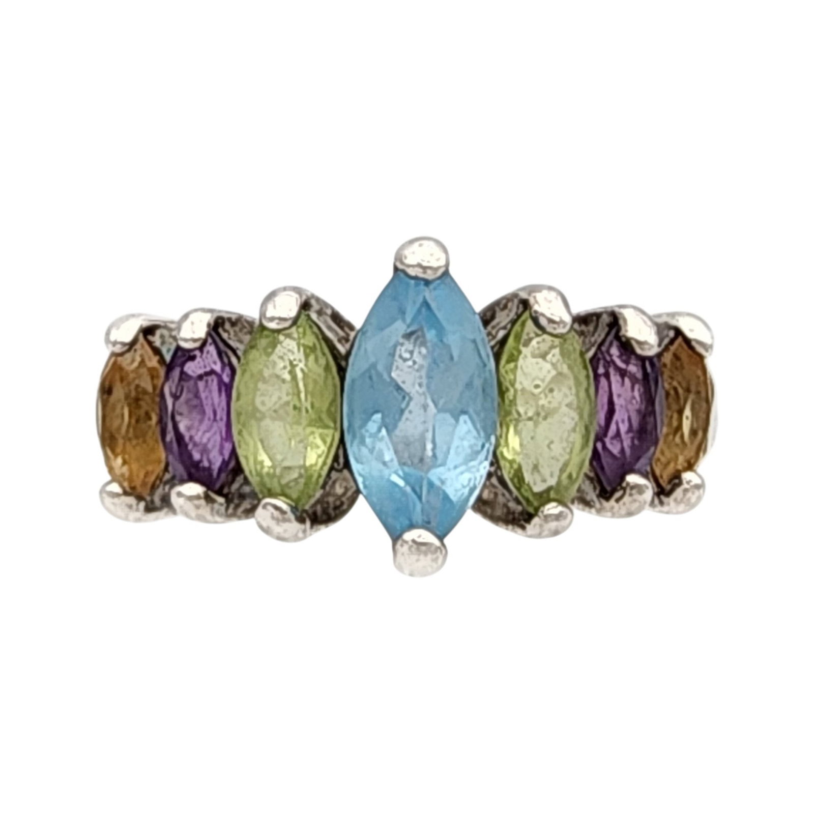 Sterling Multi Stone Ring Sz 6 - 2