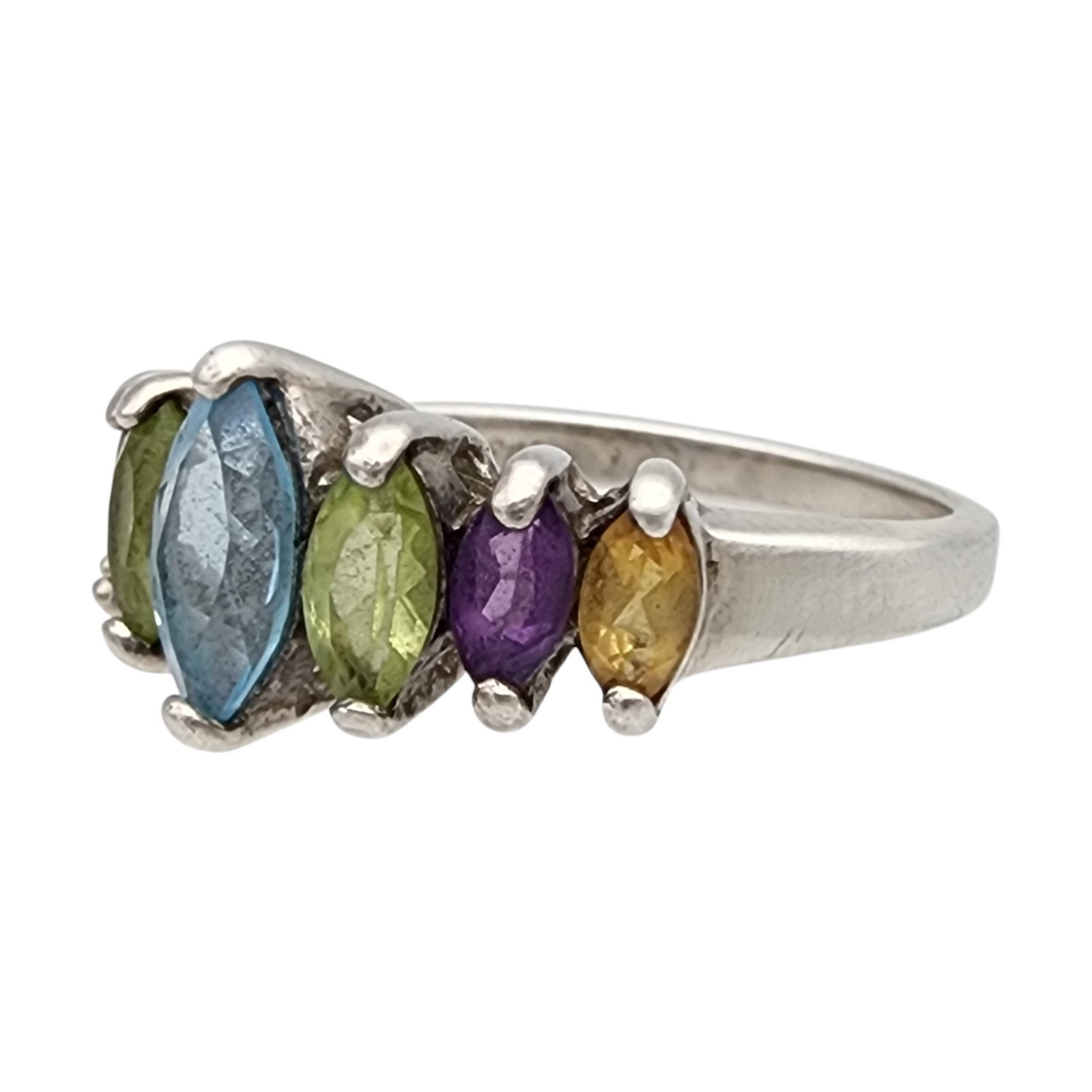 Sterling Multi Stone Ring Sz 6 - 4
