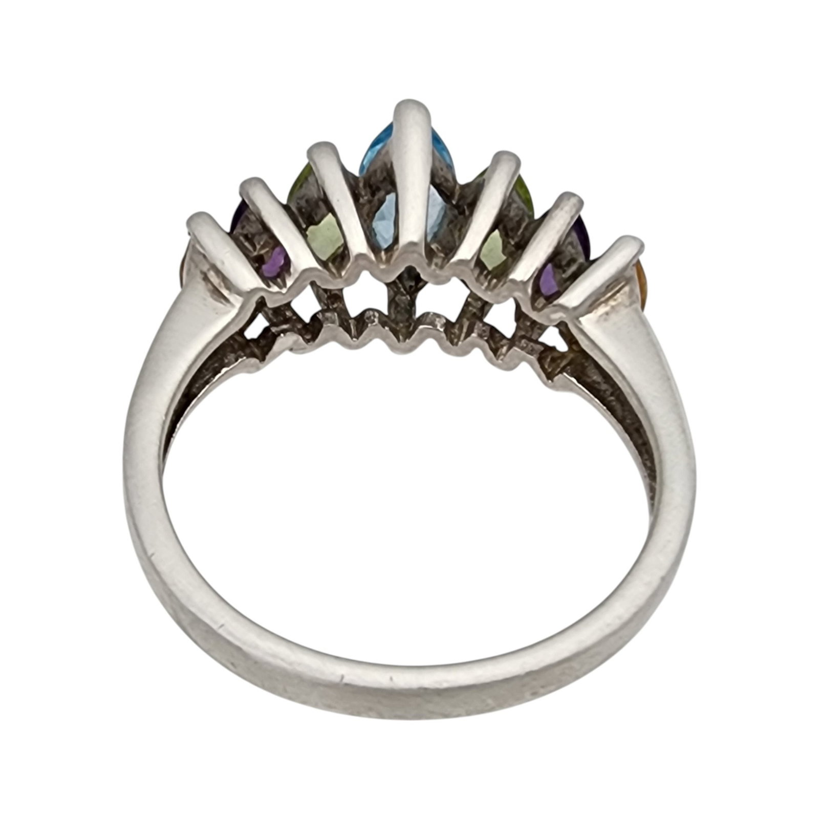 Sterling Multi Stone Ring Sz 6 - 5