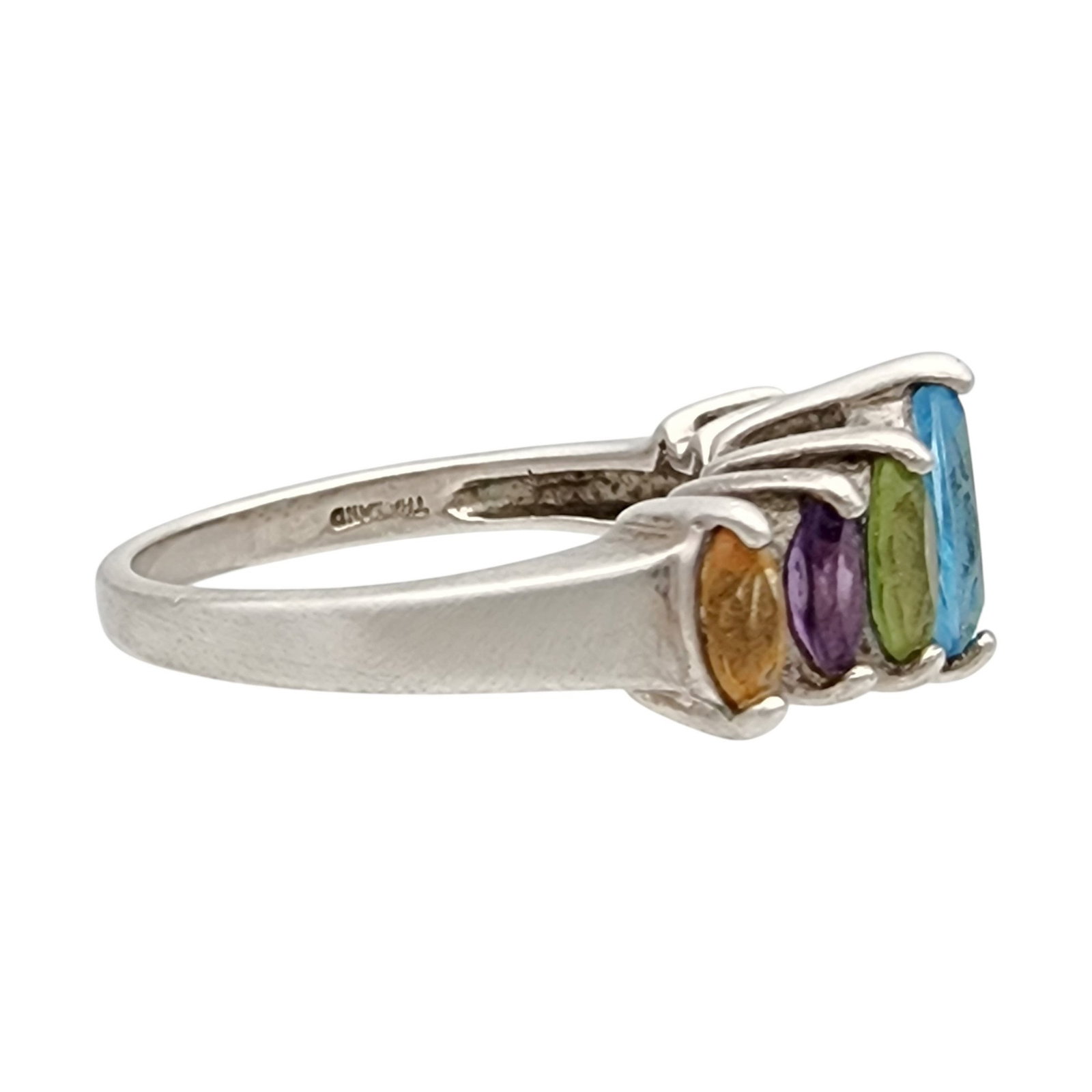 Sterling Multi Stone Ring Sz 6 - 6
