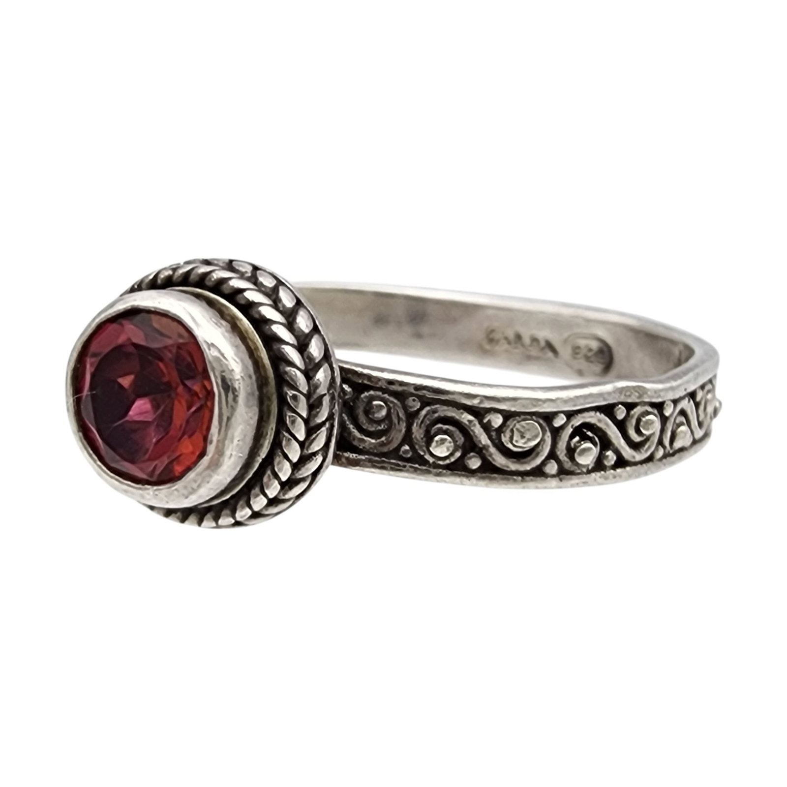 Sarda Sterling Ruby Ring Sz 8 - 3