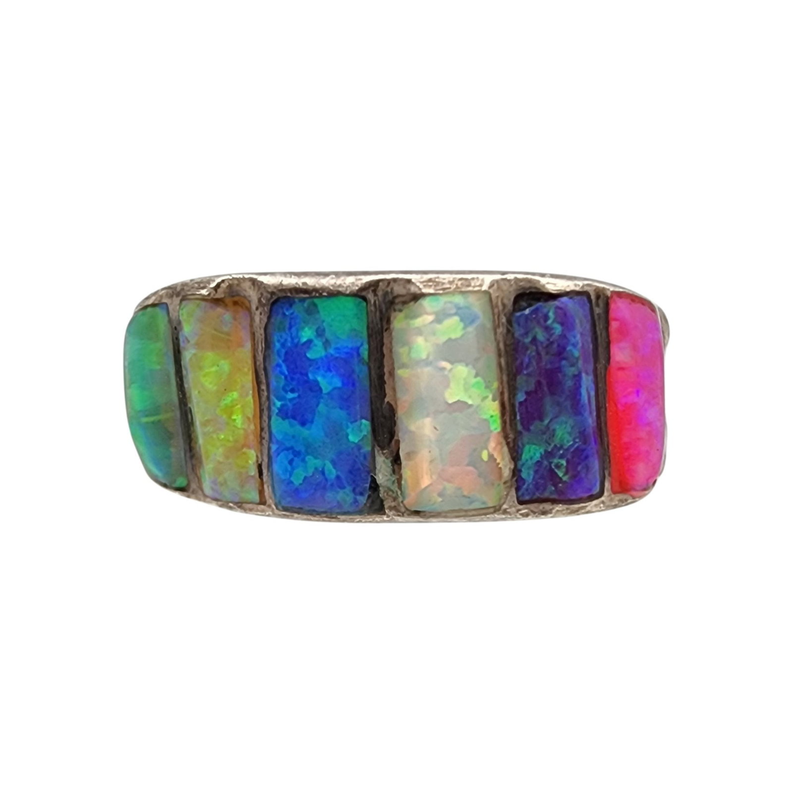 Sterling Multicolor Opal Ring Sz 6.5 (1 of 7)