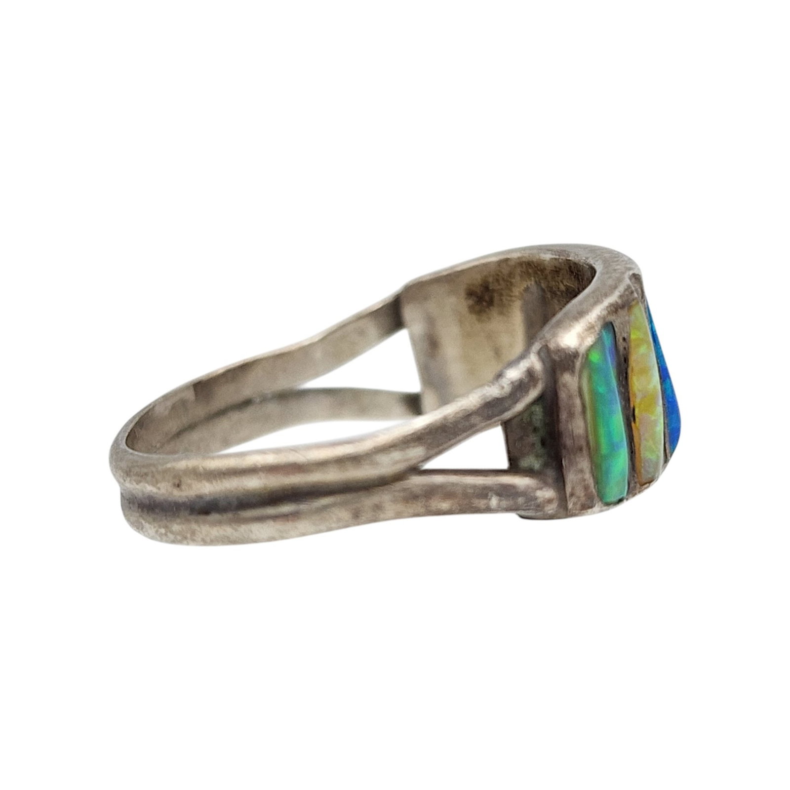 Sterling Multicolor Opal Ring Sz 6.5 - 5