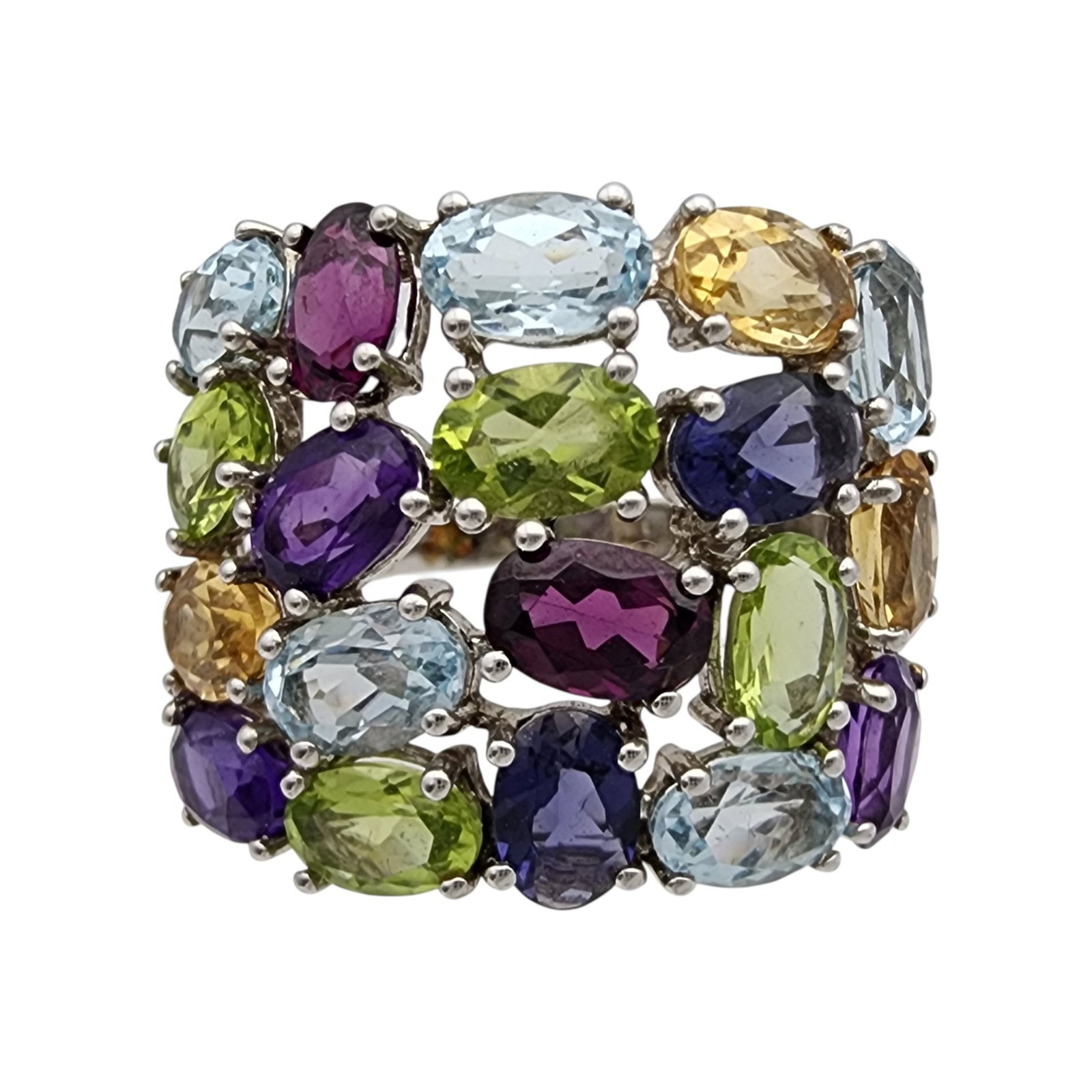 Sterling Multi Stone Gem Ring Sz 9 (1 of 6)