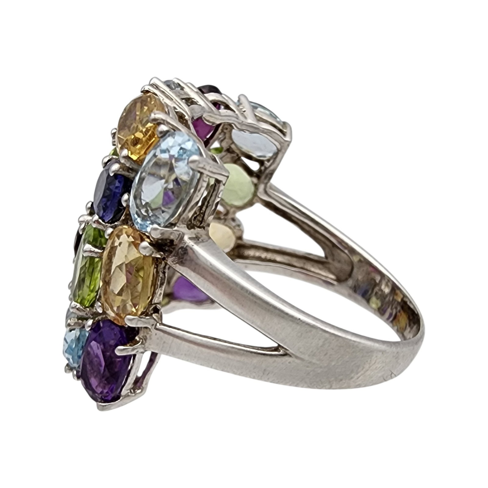 Sterling Multi Stone Gem Ring Sz 9 - 4