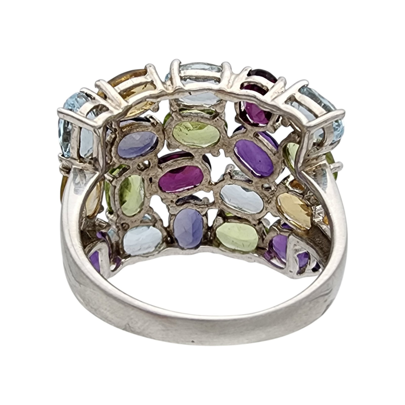 Sterling Multi Stone Gem Ring Sz 9 - 5