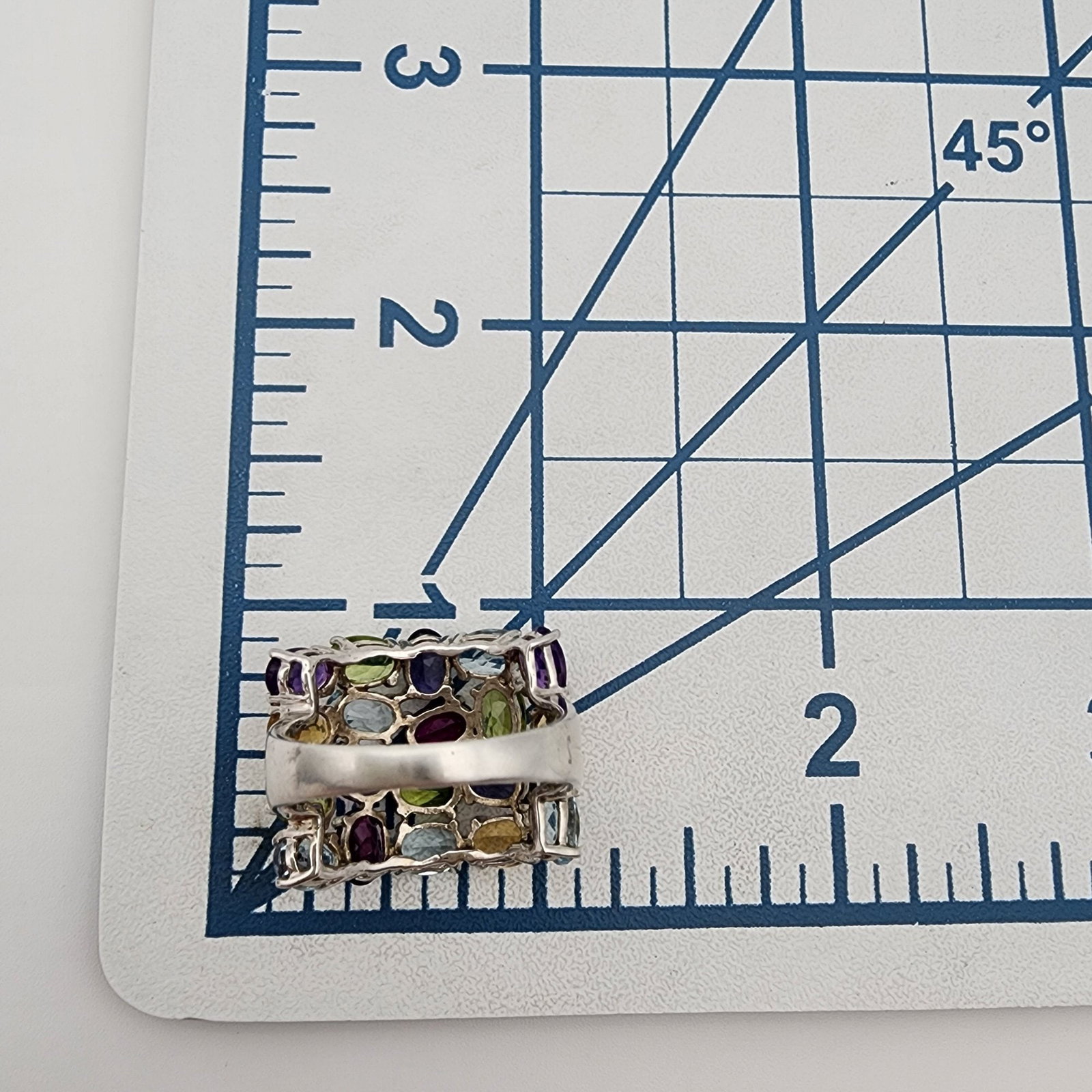 Sterling Multi Stone Gem Ring Sz 9 - 6