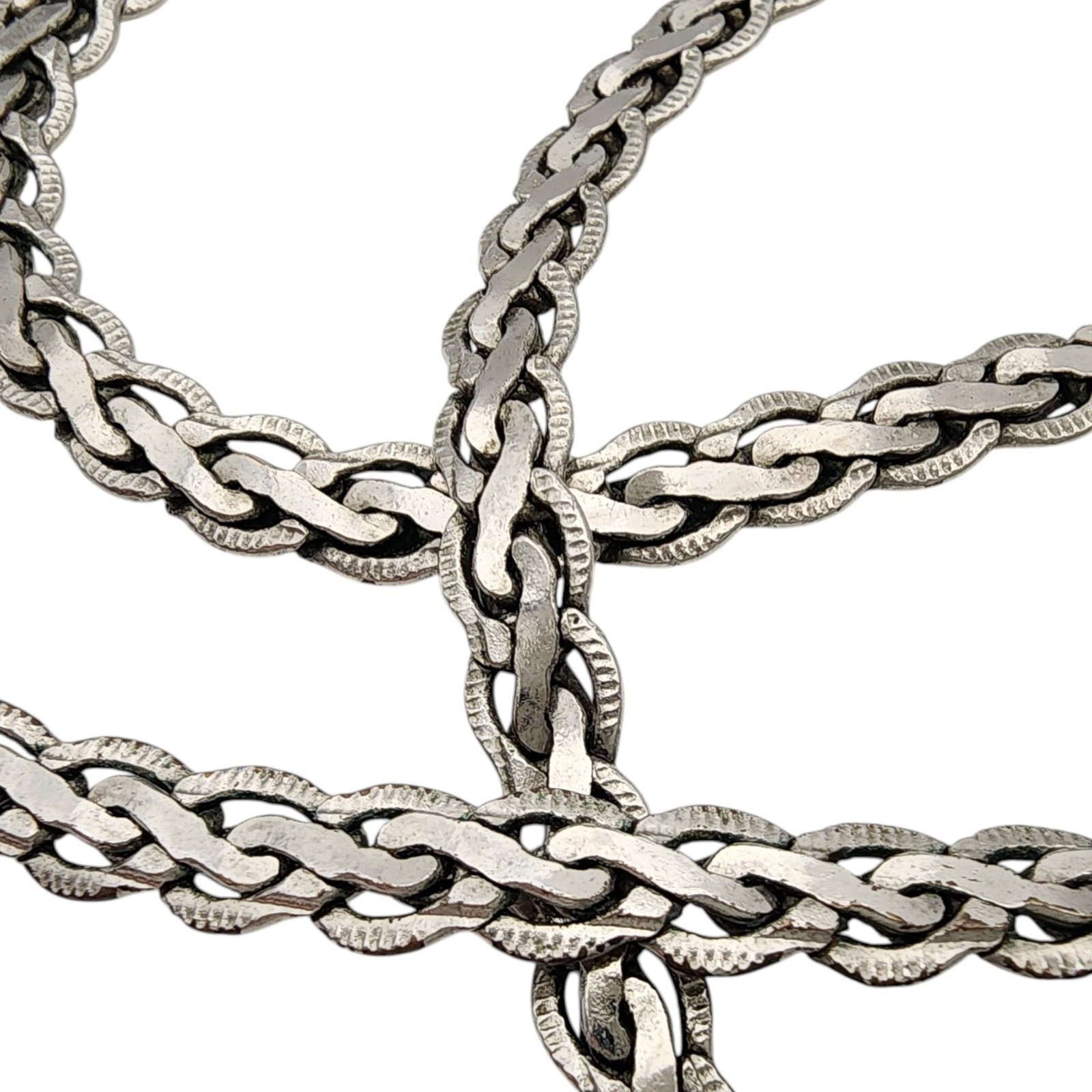 Heavy Sterling Wide Weave Chain Necklace: Heavy Sterling Wide Weave Chain Necklace 38.9g - length approx 23.5"