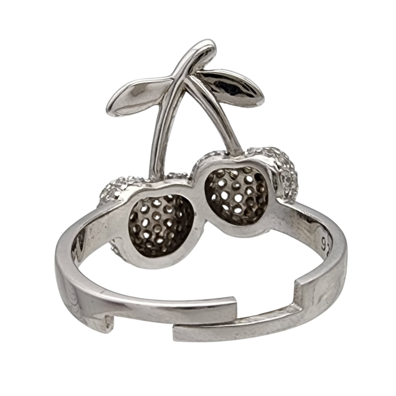 Sterling Pave Cherry Adjustable Ring - 3