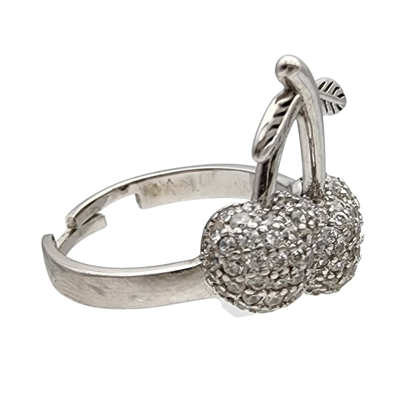 Sterling Pave Cherry Adjustable Ring - 4