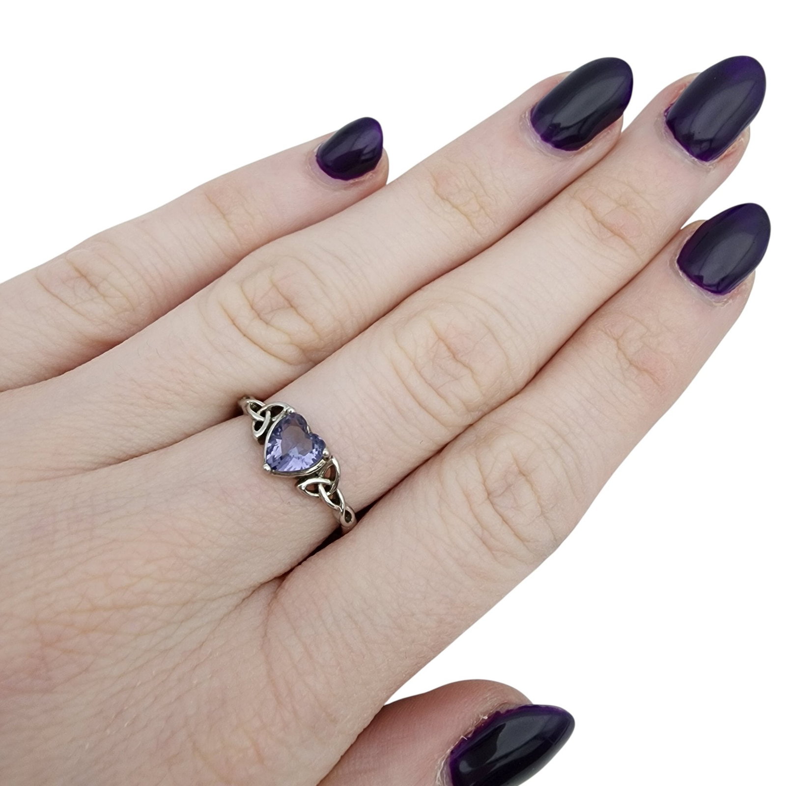 Sterling Purple Celtic Knot Adjustable Ring - 2