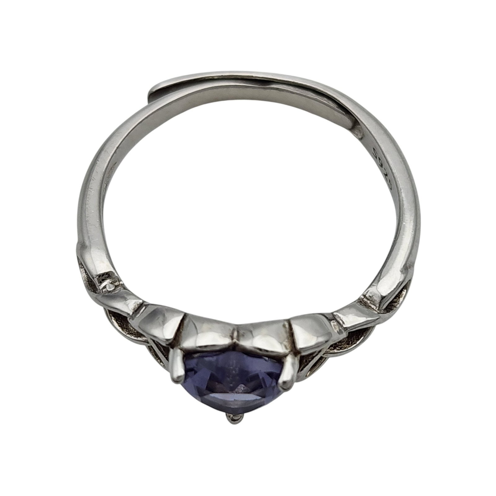 Sterling Purple Celtic Knot Adjustable Ring - 7