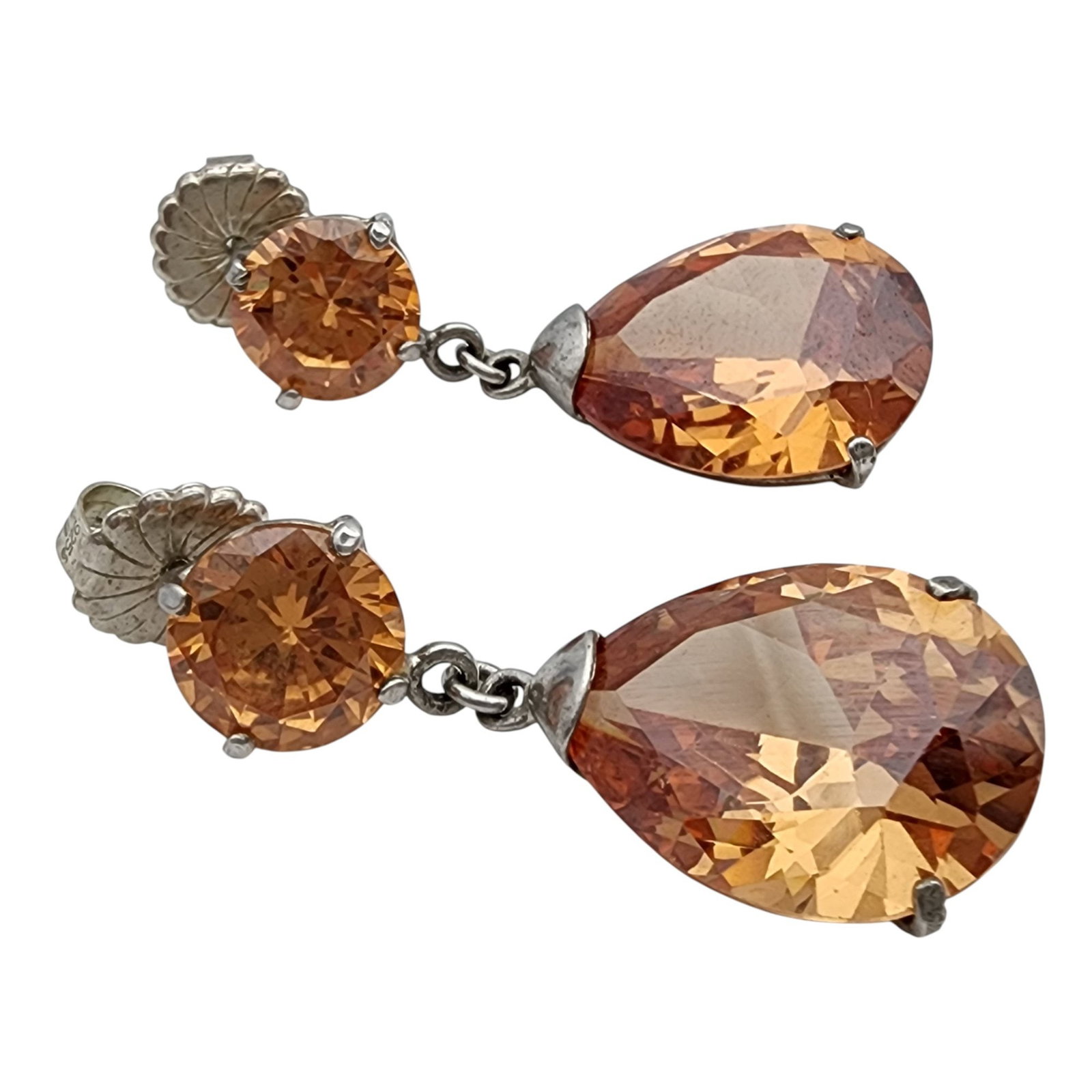 Sterling Morganite Dangle Earrings - 2
