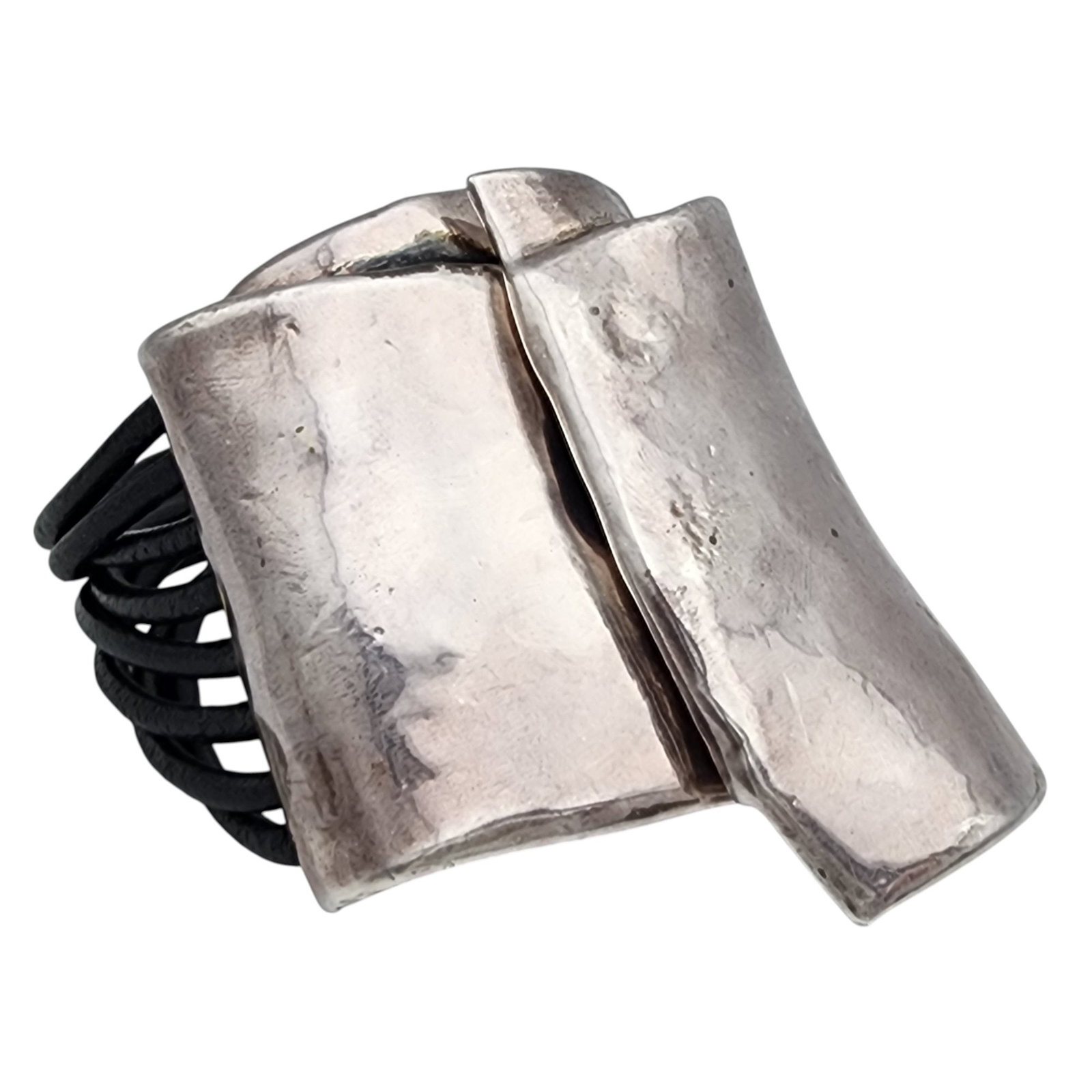 Israel Sterling Electroform Clamper Bracelet: Vintage Israel Sterling Electroform Magnetic Clamper Bracelet - 48g