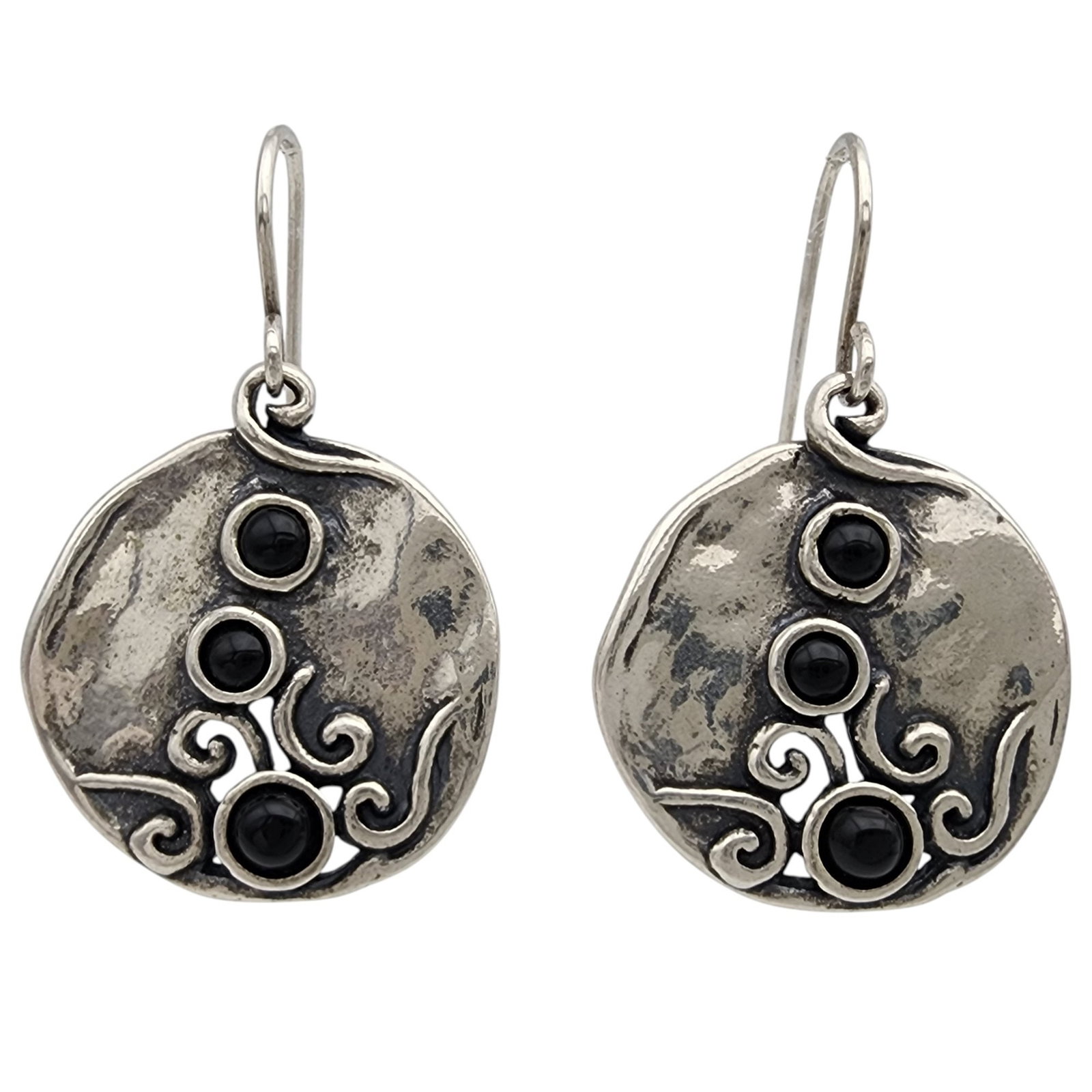 Shablool Didae Israel Sterling Hammered Disc Earrings (1 of 4)