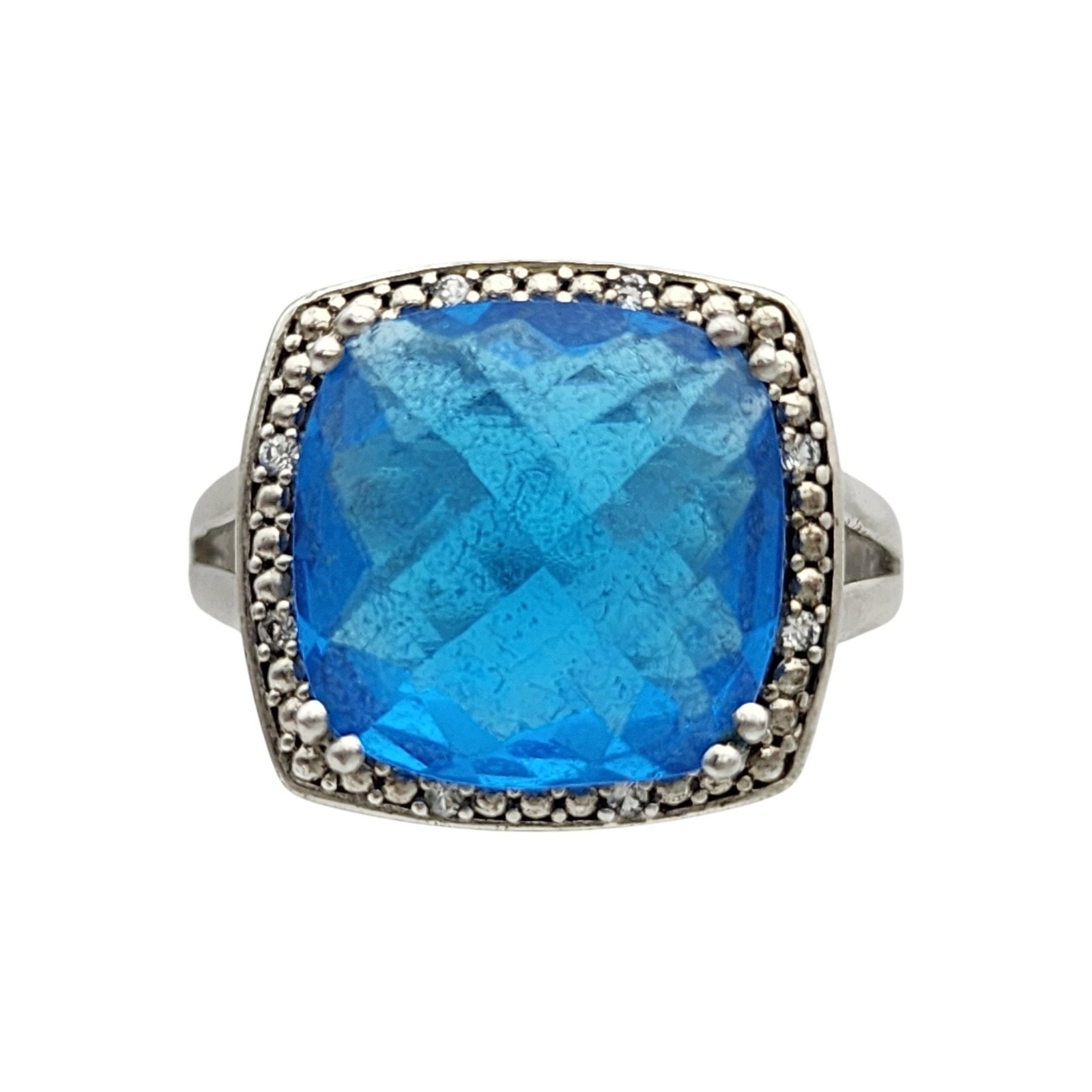 Sterling Blue CZ Ring Sz 9 (1 of 9)