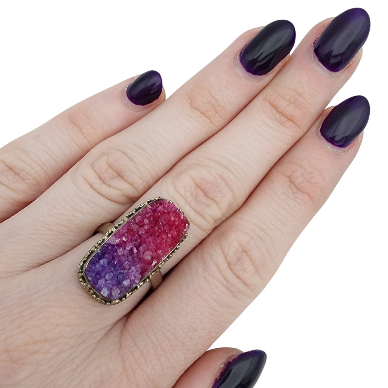 Sterling Geode Ring Sz 7.5 - 2