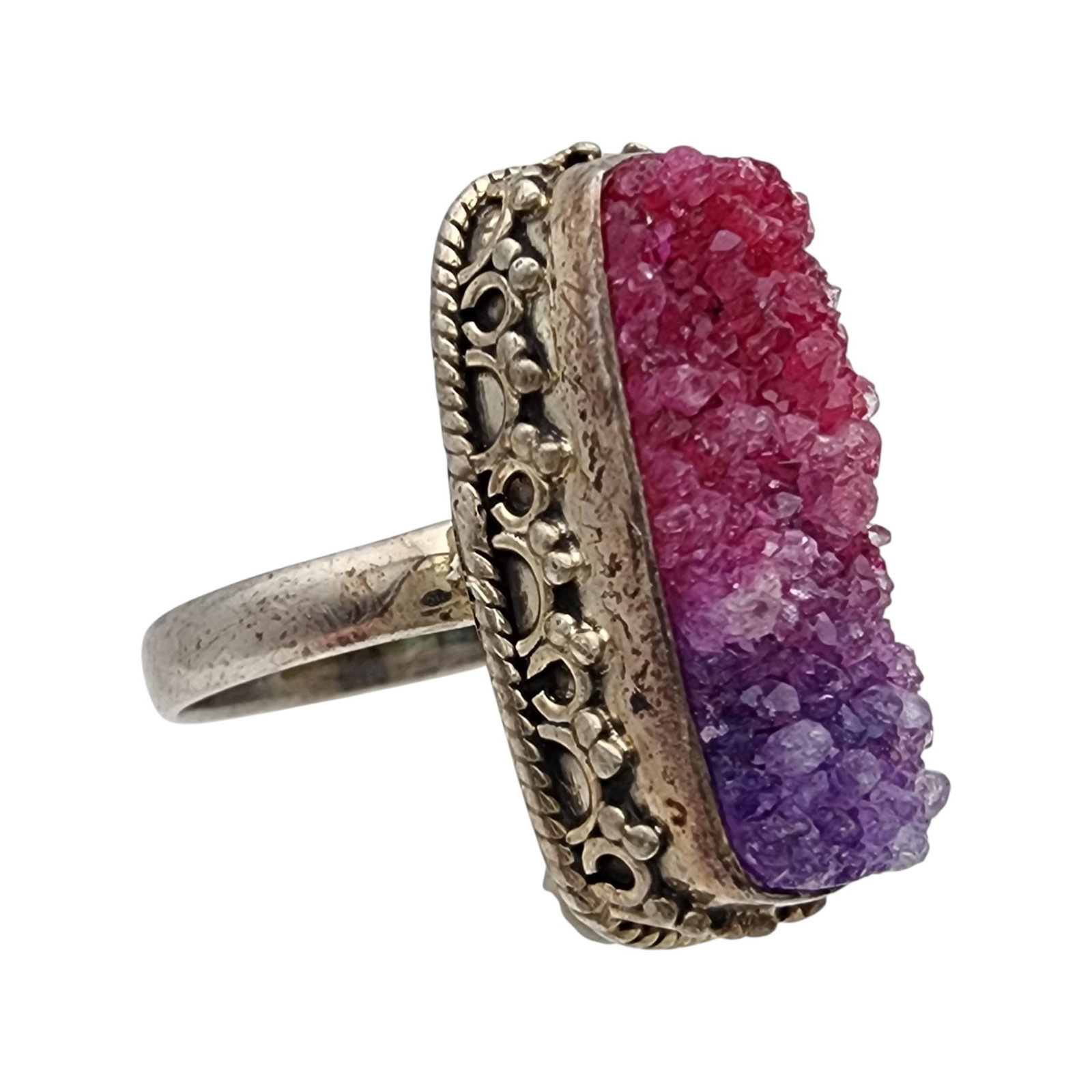 Sterling Geode Ring Sz 7.5 - 3