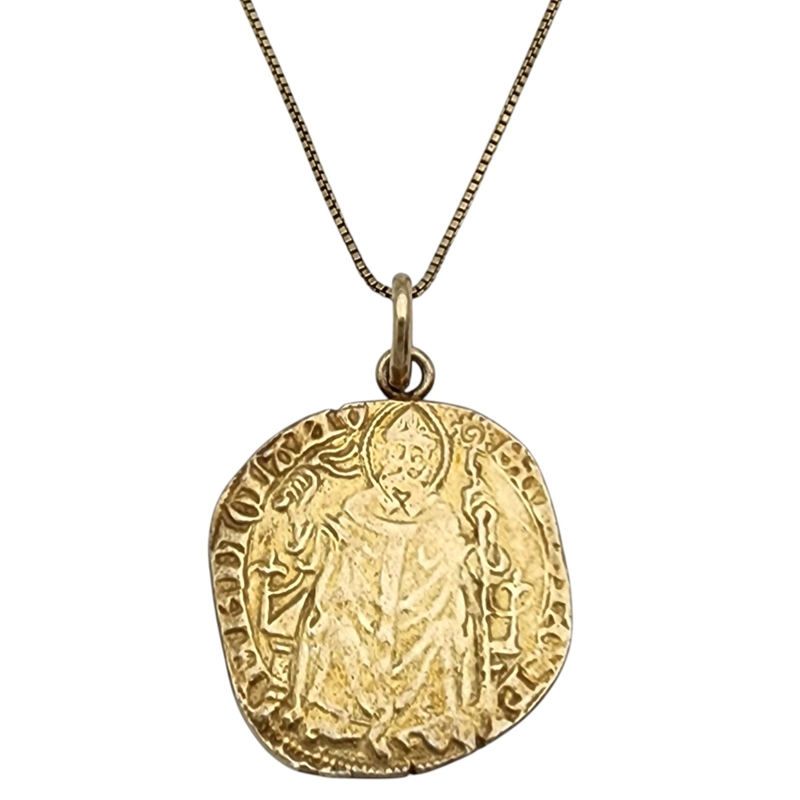 Italy Gold over Sterling Roman Coin Chain Necklace: Italy Gold over Sterling Roman Coin Chain Necklace 5.4g