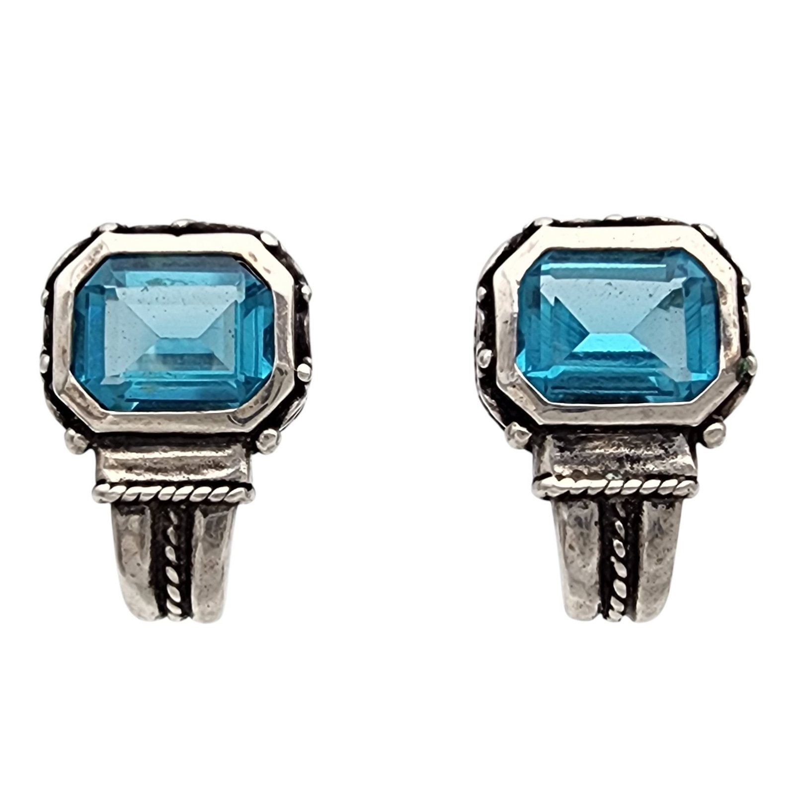 Sterling Blue CZ Curved Earrings (1 of 5)